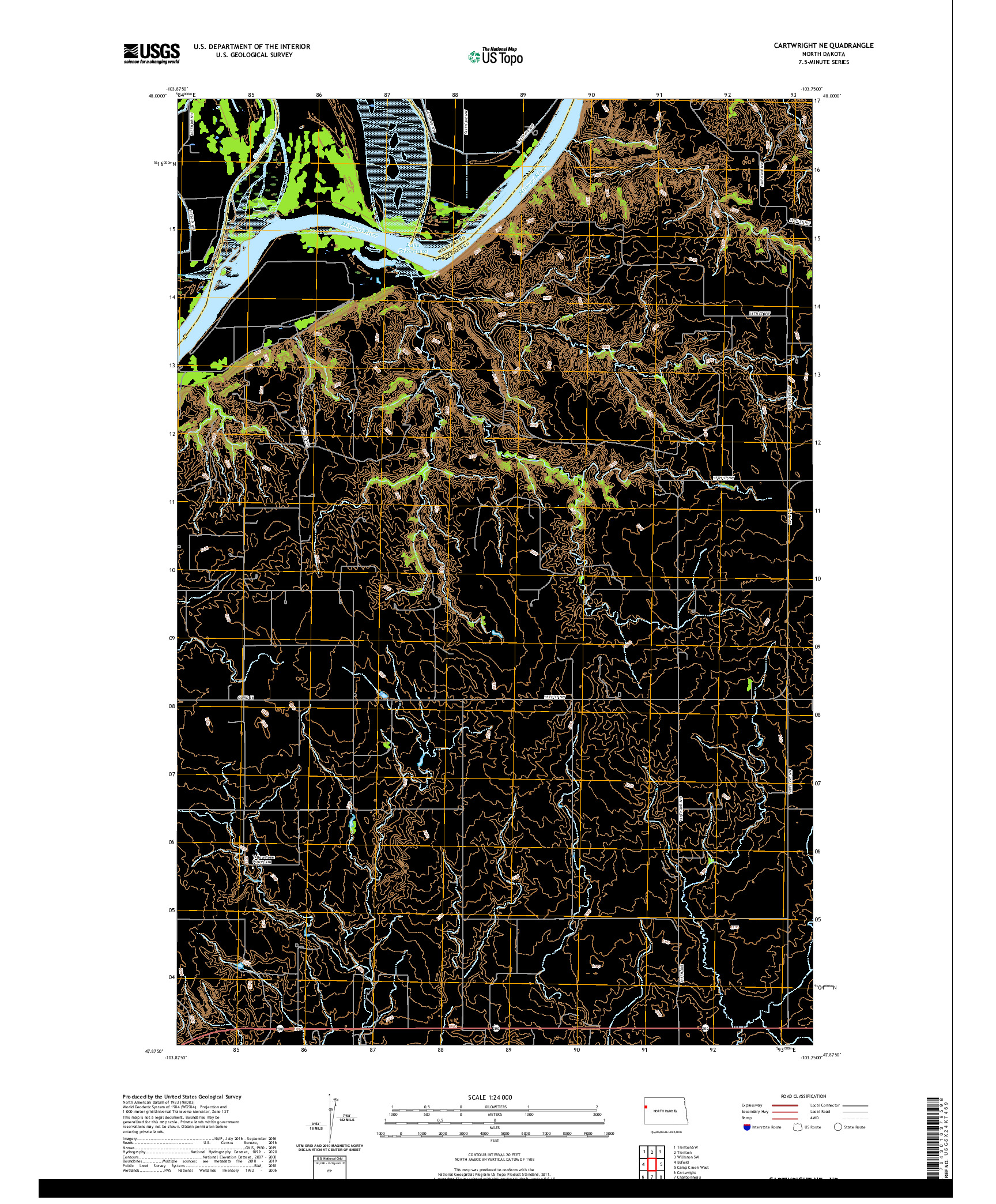 USGS US TOPO 7.5-MINUTE MAP FOR CARTWRIGHT NE, ND 2020