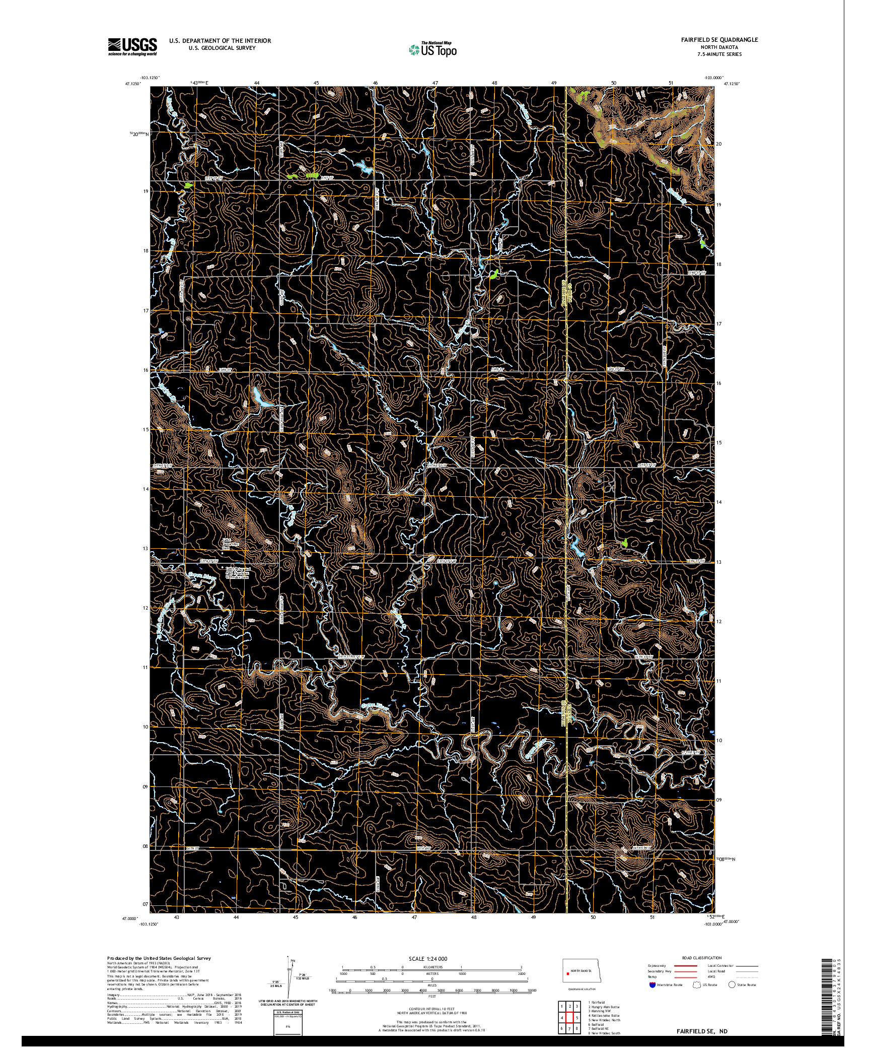 USGS US TOPO 7.5-MINUTE MAP FOR FAIRFIELD SE, ND 2020