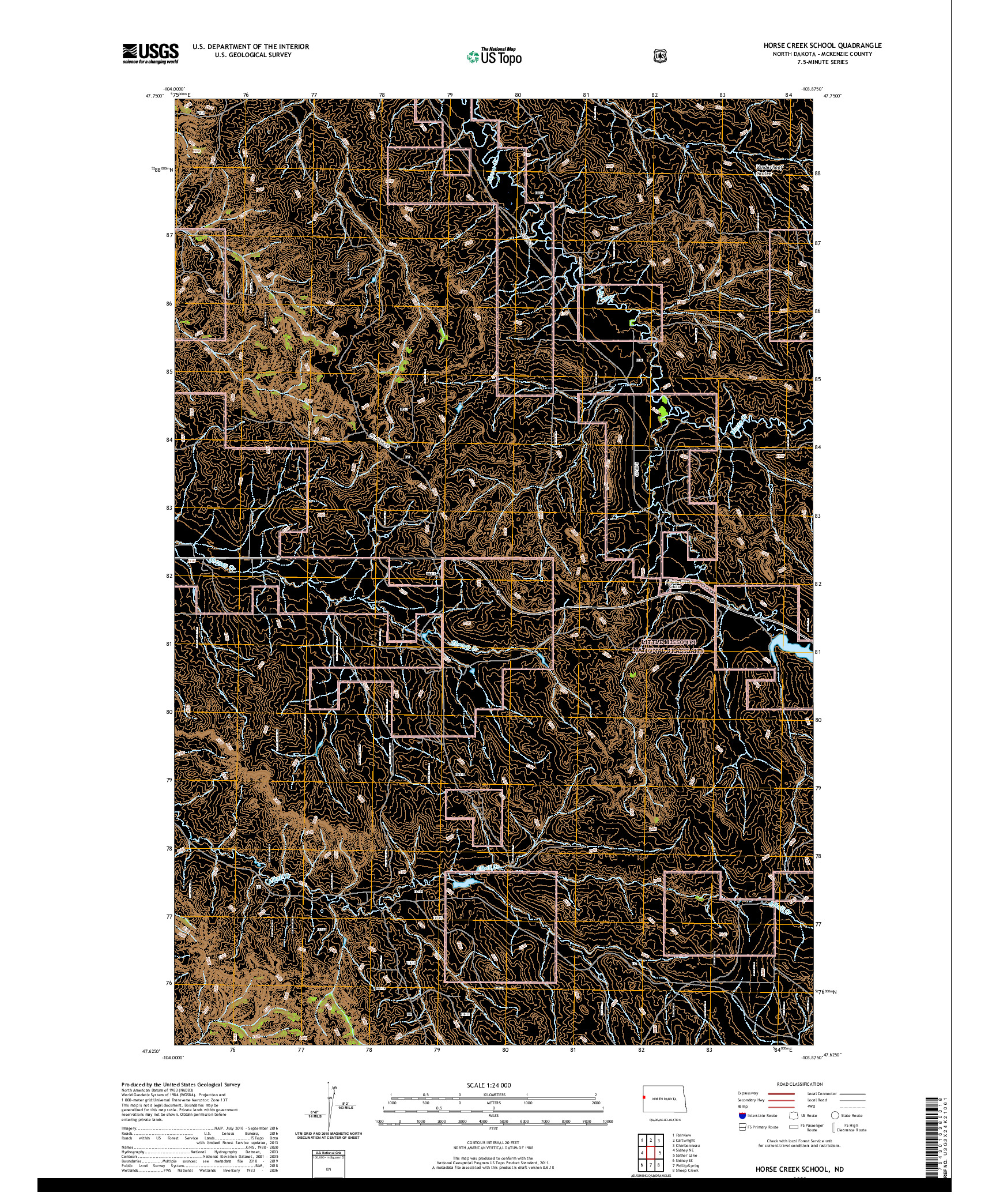 USGS US TOPO 7.5-MINUTE MAP FOR HORSE CREEK SCHOOL, ND 2020