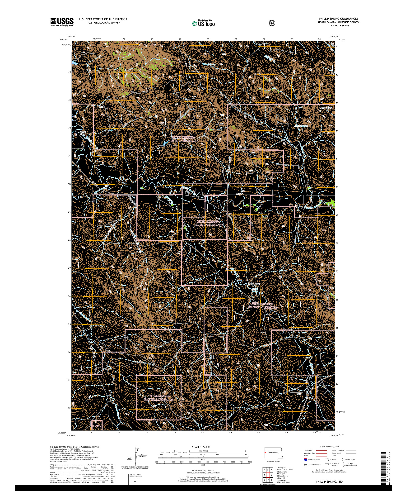 USGS US TOPO 7.5-MINUTE MAP FOR PHILLIP SPRING, ND 2020