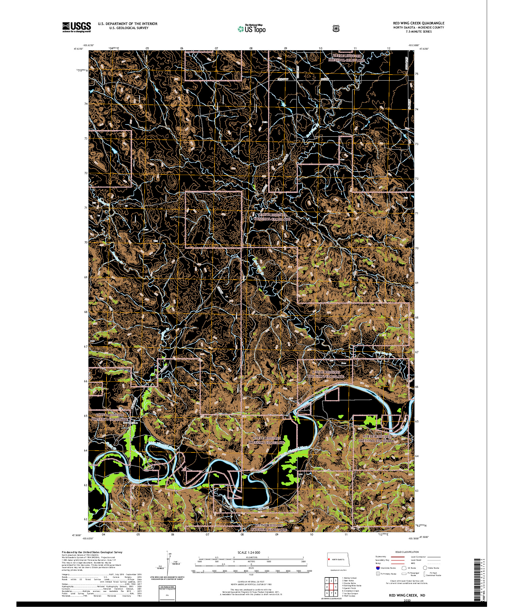 USGS US TOPO 7.5-MINUTE MAP FOR RED WING CREEK, ND 2020