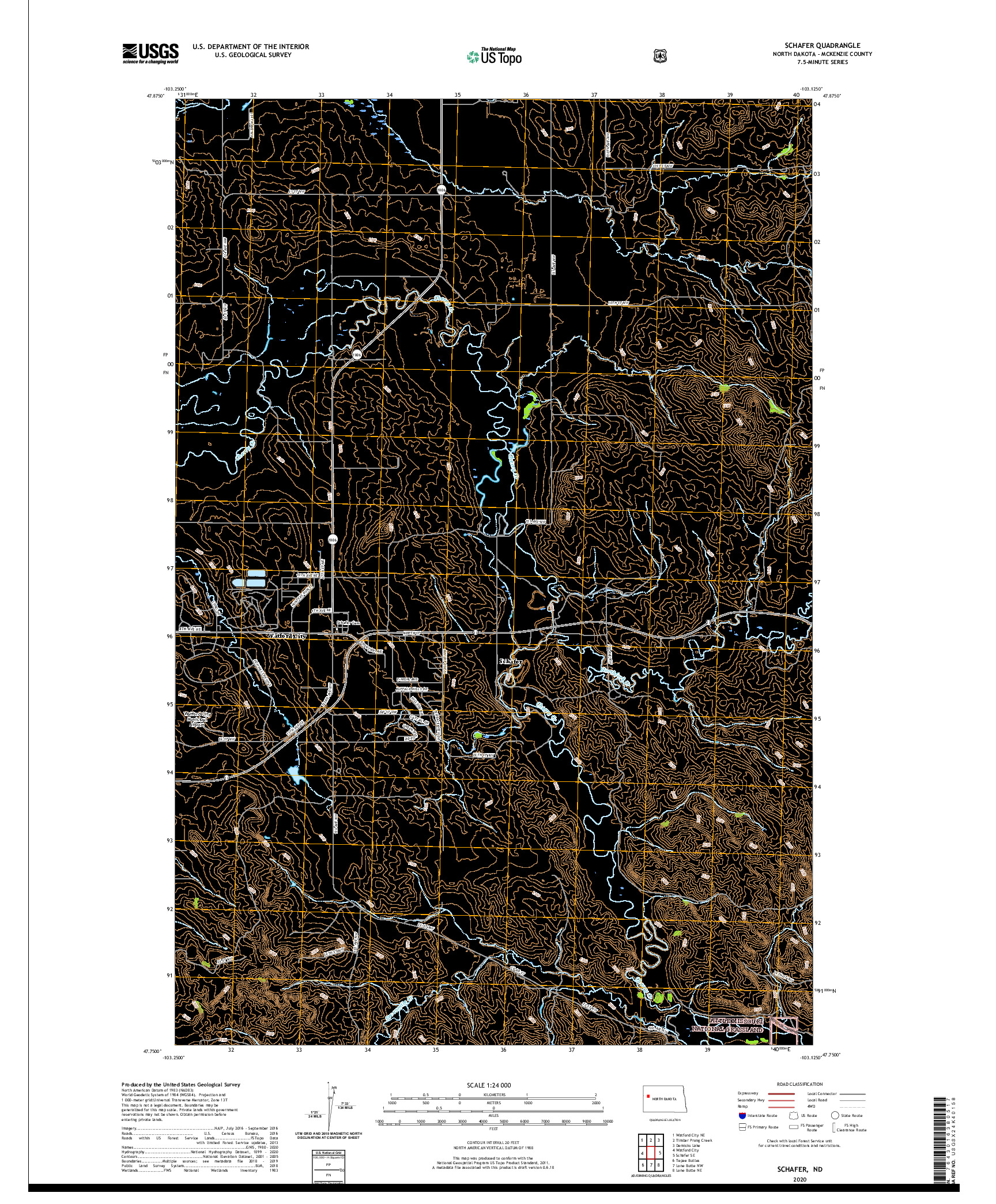 USGS US TOPO 7.5-MINUTE MAP FOR SCHAFER, ND 2020