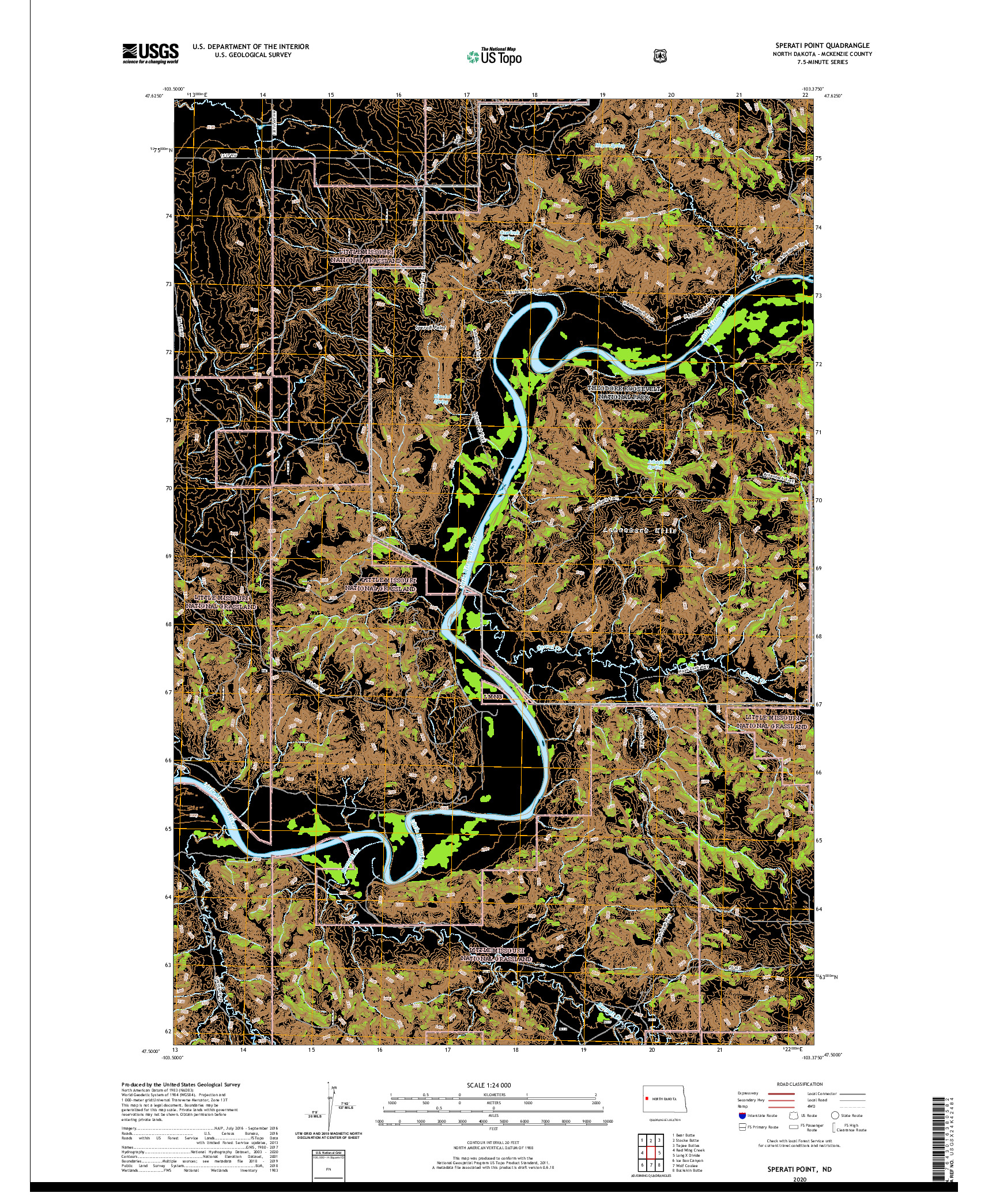USGS US TOPO 7.5-MINUTE MAP FOR SPERATI POINT, ND 2020