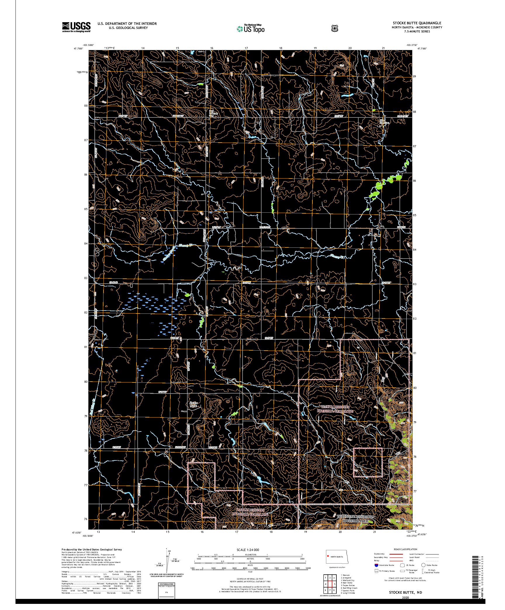 USGS US TOPO 7.5-MINUTE MAP FOR STOCKE BUTTE, ND 2020