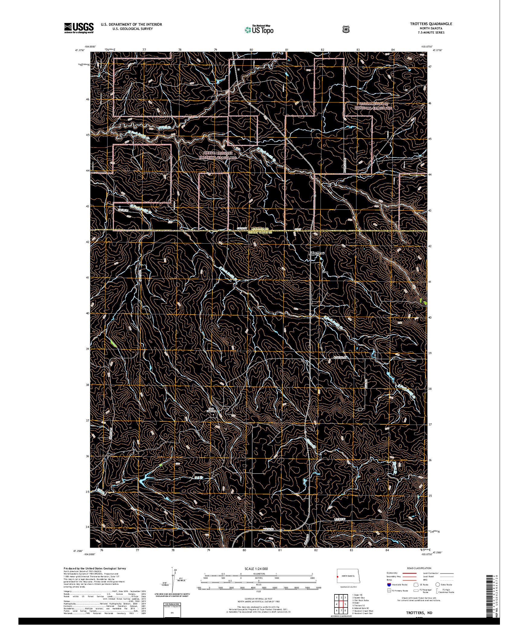 USGS US TOPO 7.5-MINUTE MAP FOR TROTTERS, ND 2020