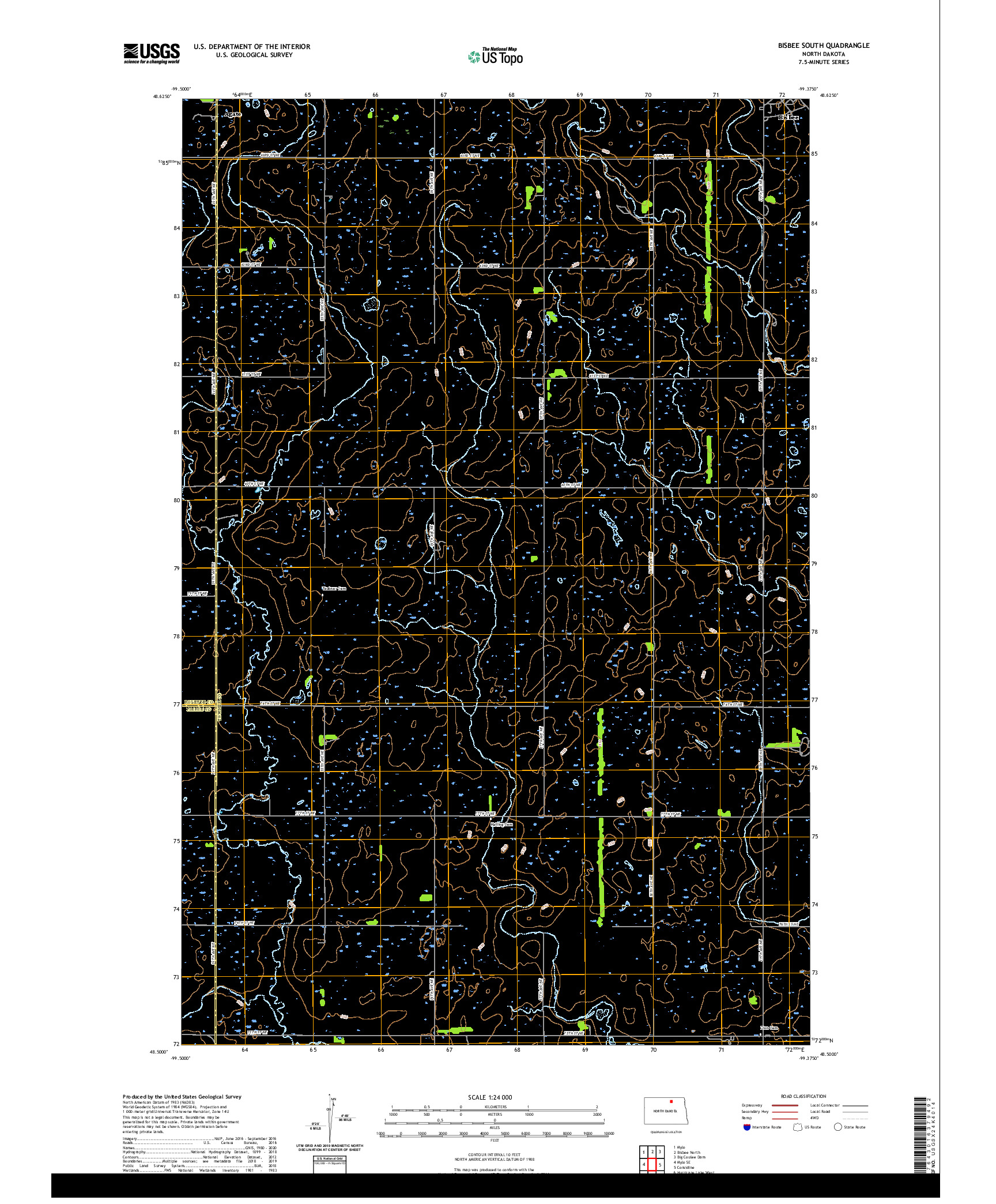 USGS US TOPO 7.5-MINUTE MAP FOR BISBEE SOUTH, ND 2020