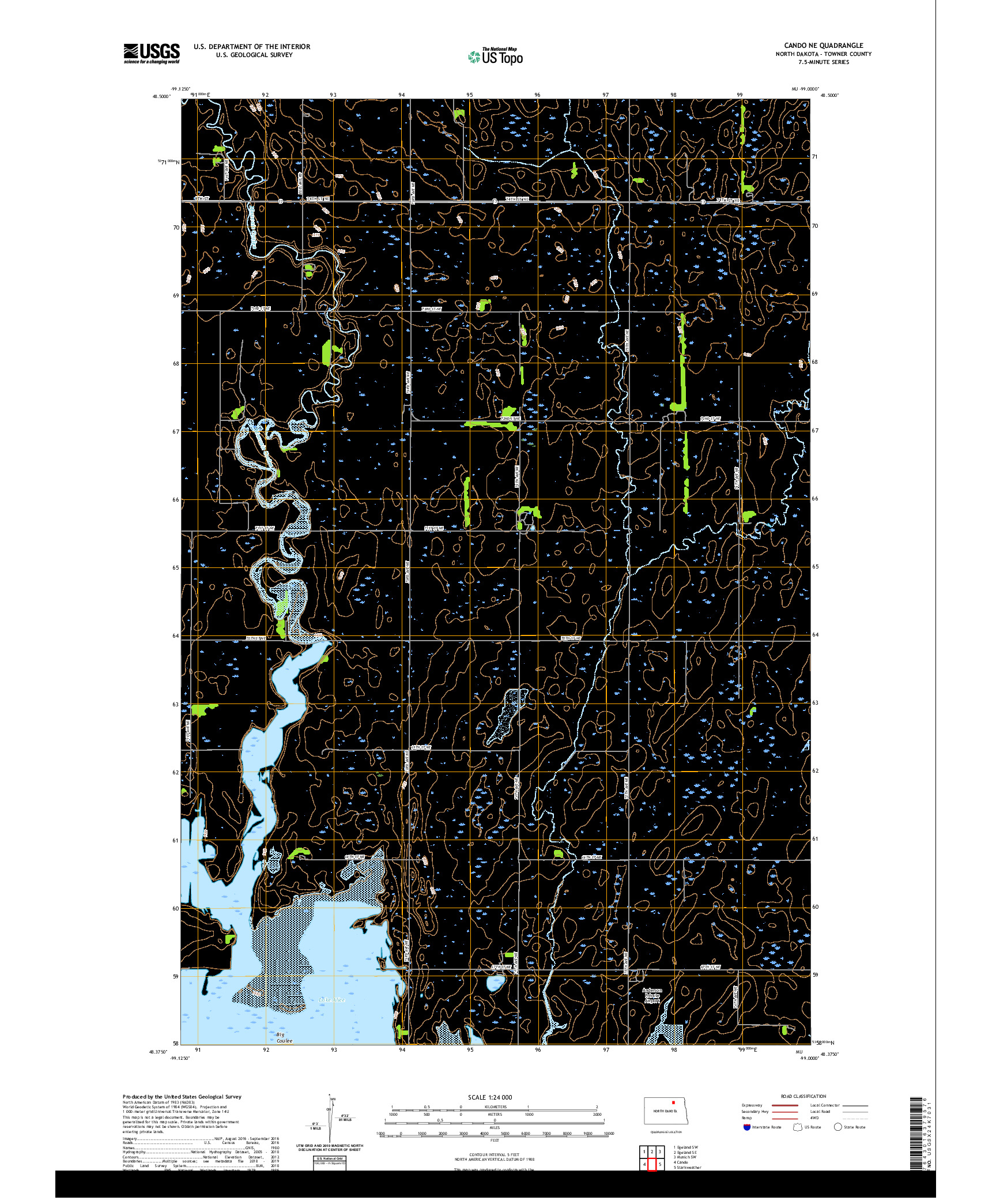 USGS US TOPO 7.5-MINUTE MAP FOR CANDO NE, ND 2020