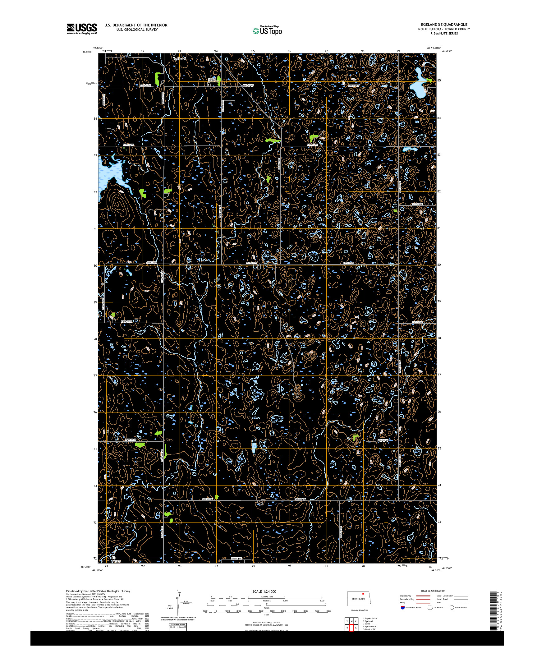 USGS US TOPO 7.5-MINUTE MAP FOR EGELAND SE, ND 2020