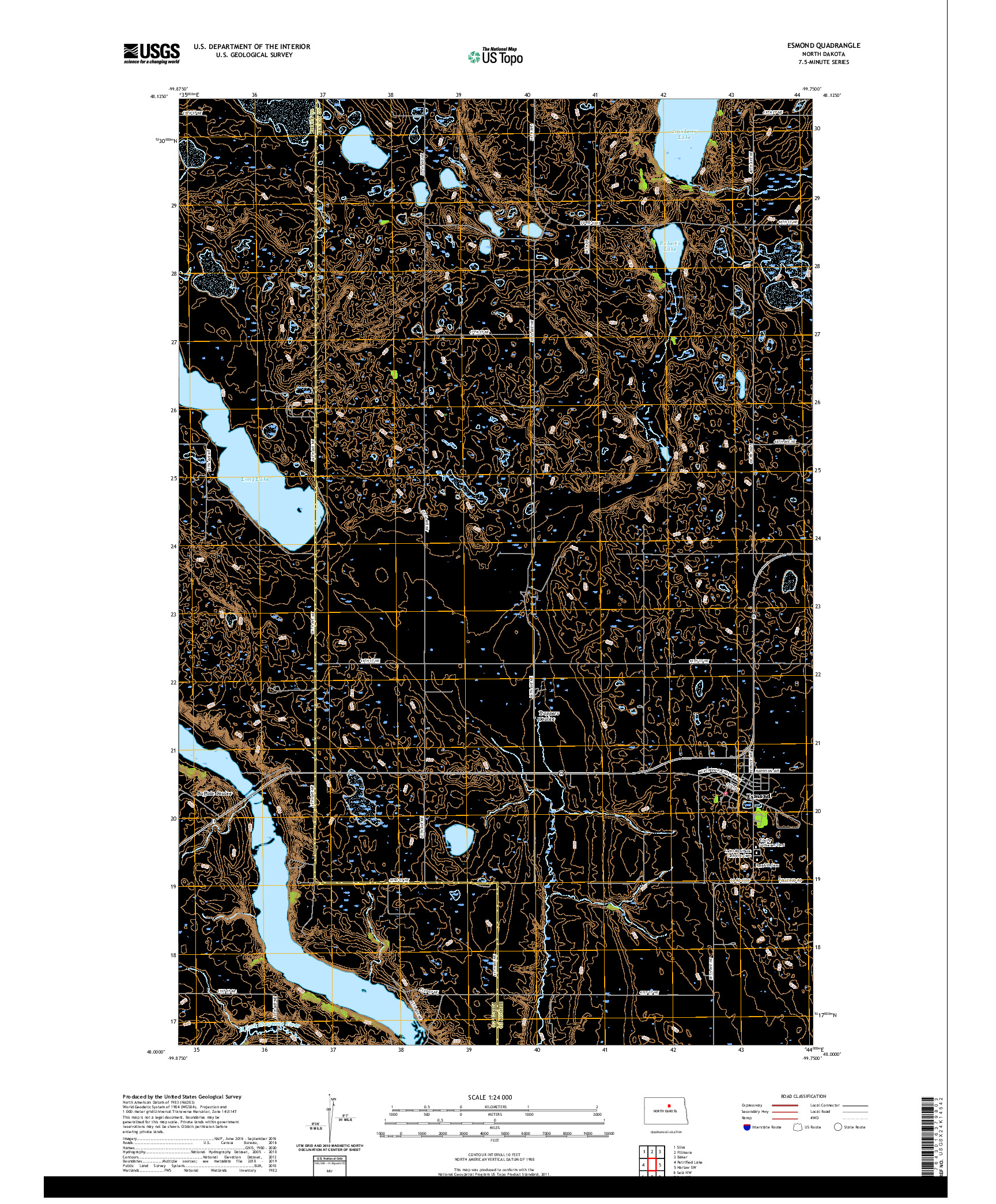 USGS US TOPO 7.5-MINUTE MAP FOR ESMOND, ND 2020