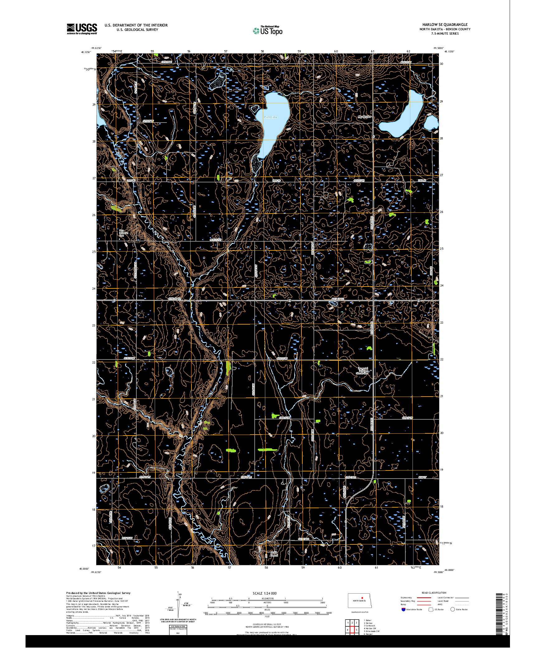 USGS US TOPO 7.5-MINUTE MAP FOR HARLOW SE, ND 2020