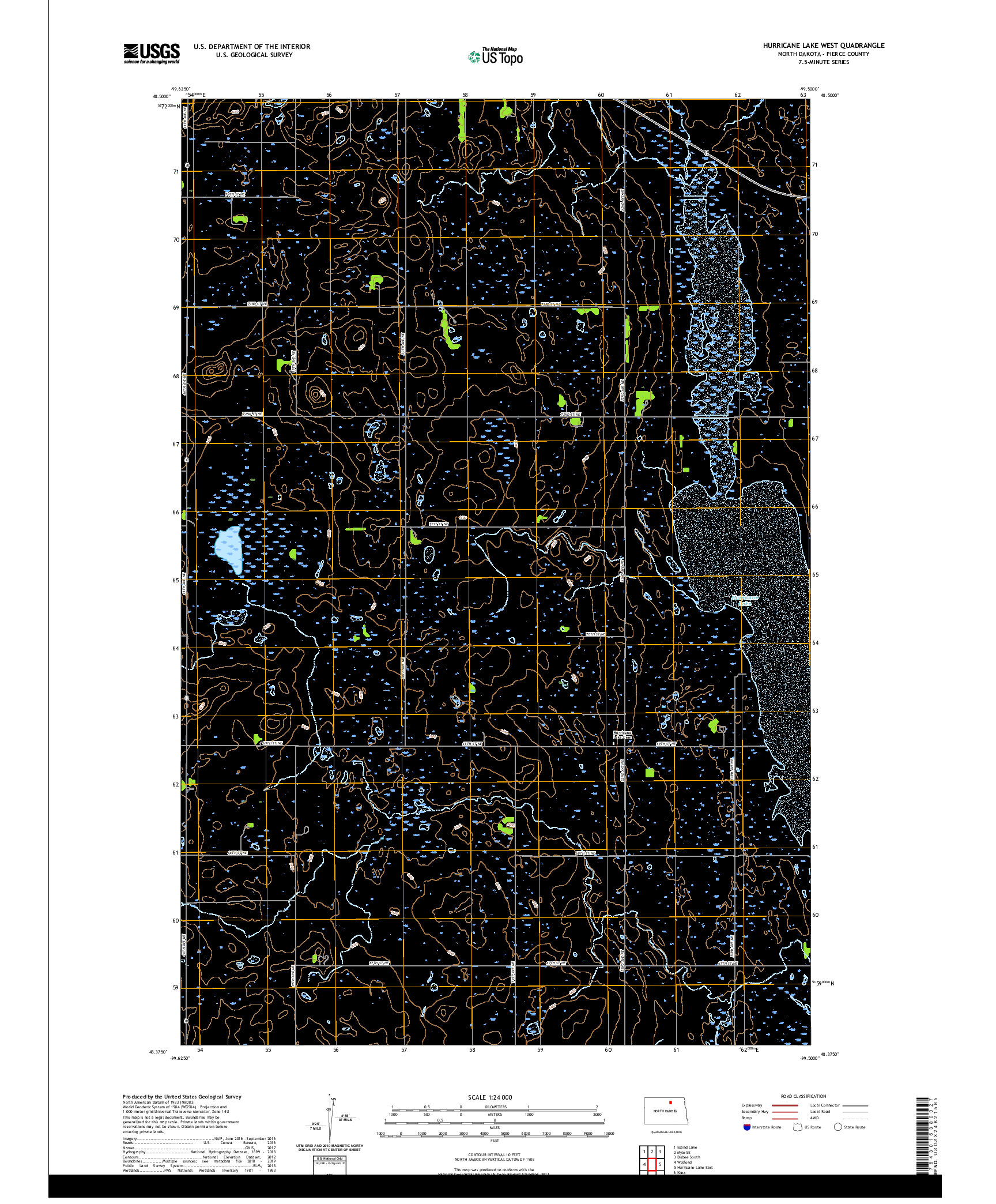 USGS US TOPO 7.5-MINUTE MAP FOR HURRICANE LAKE WEST, ND 2020