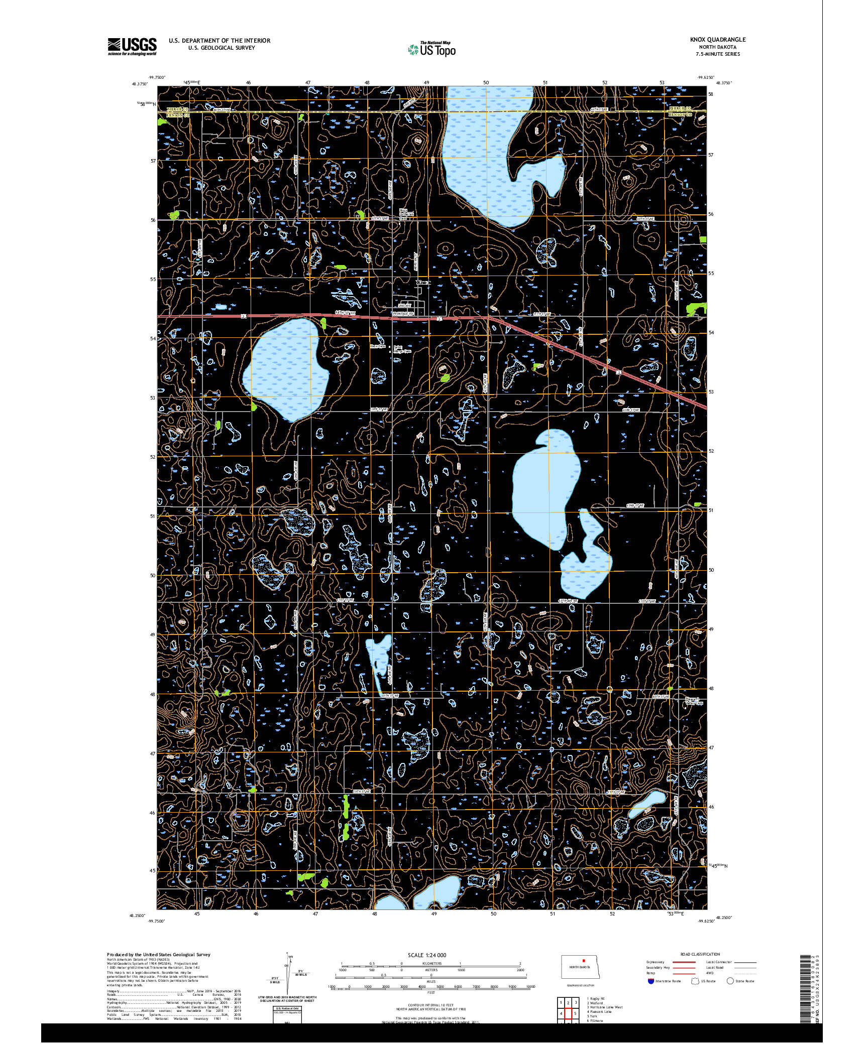 USGS US TOPO 7.5-MINUTE MAP FOR KNOX, ND 2020