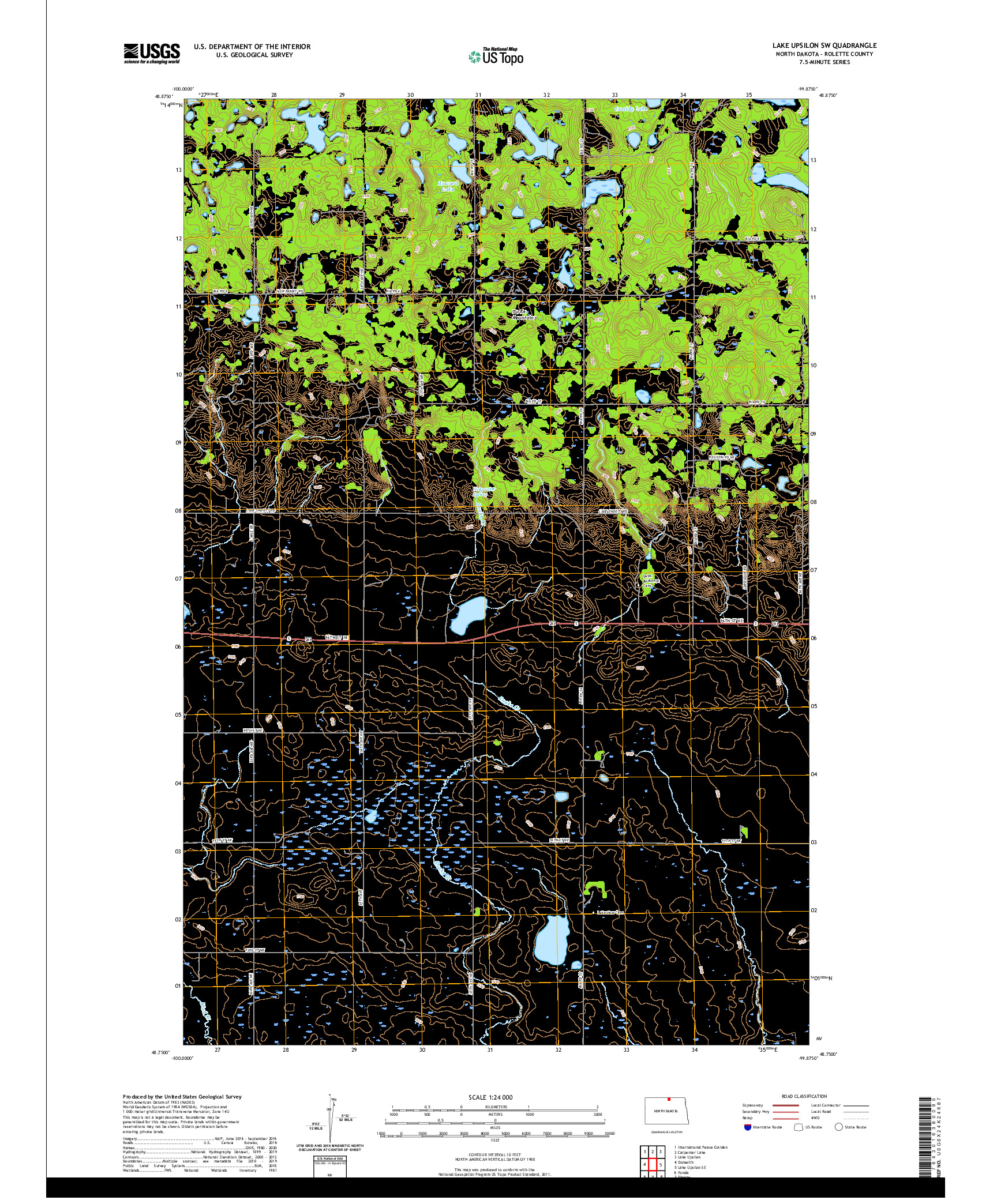 USGS US TOPO 7.5-MINUTE MAP FOR LAKE UPSILON SW, ND 2020