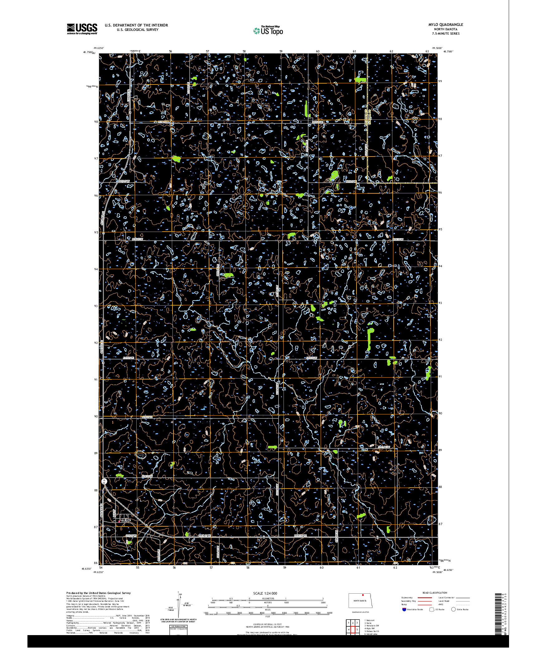 USGS US TOPO 7.5-MINUTE MAP FOR MYLO, ND 2020