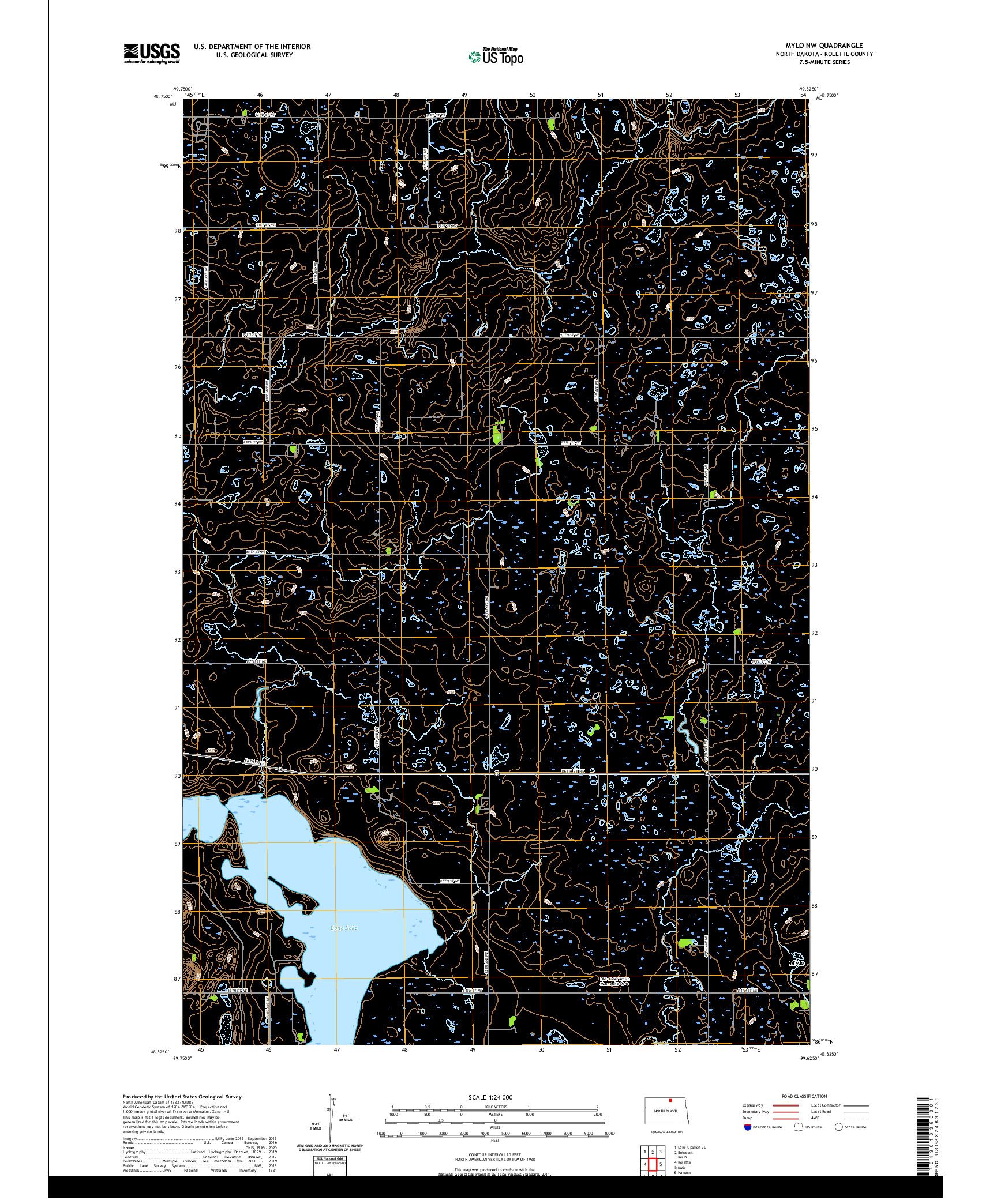 USGS US TOPO 7.5-MINUTE MAP FOR MYLO NW, ND 2020