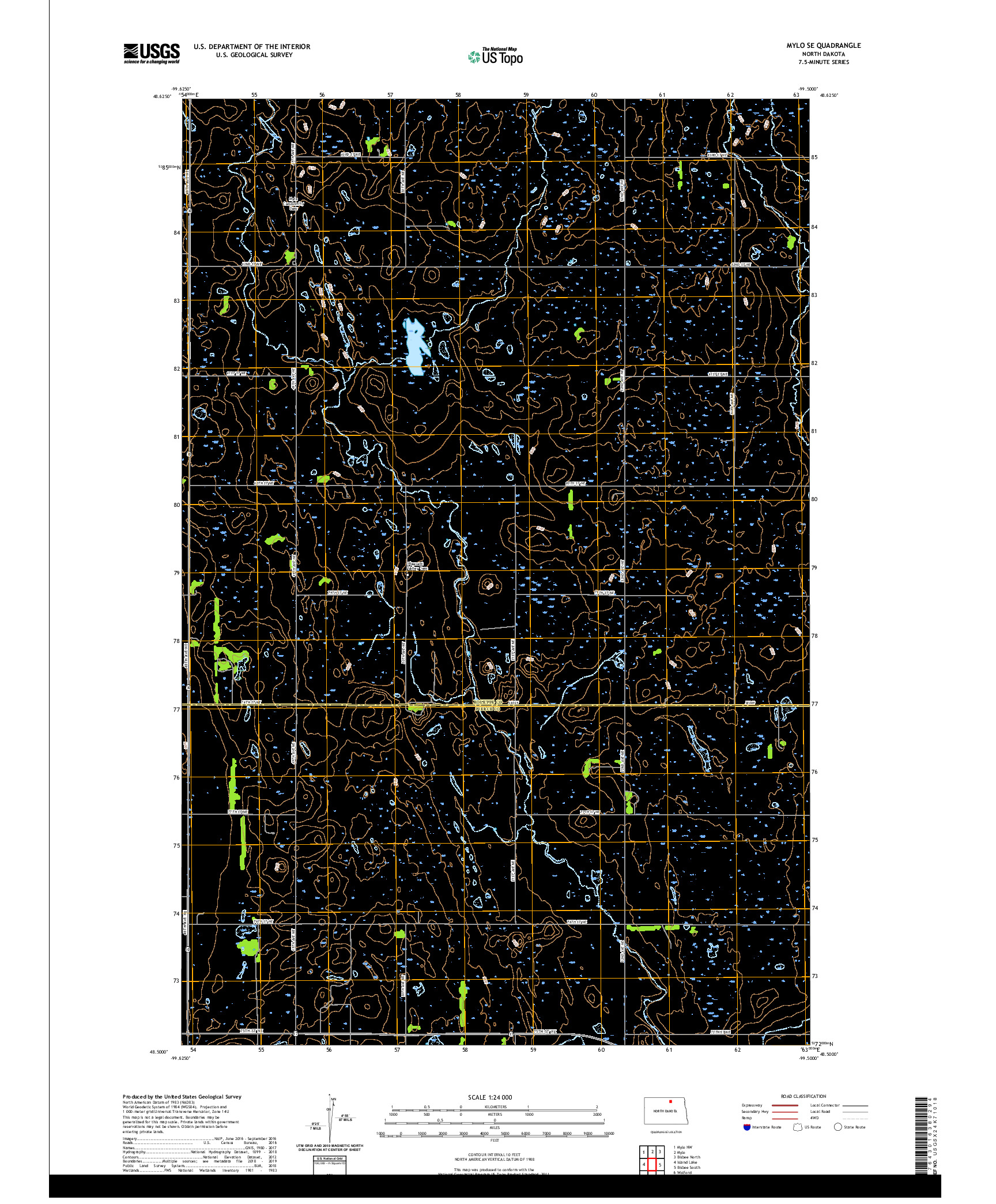 USGS US TOPO 7.5-MINUTE MAP FOR MYLO SE, ND 2020