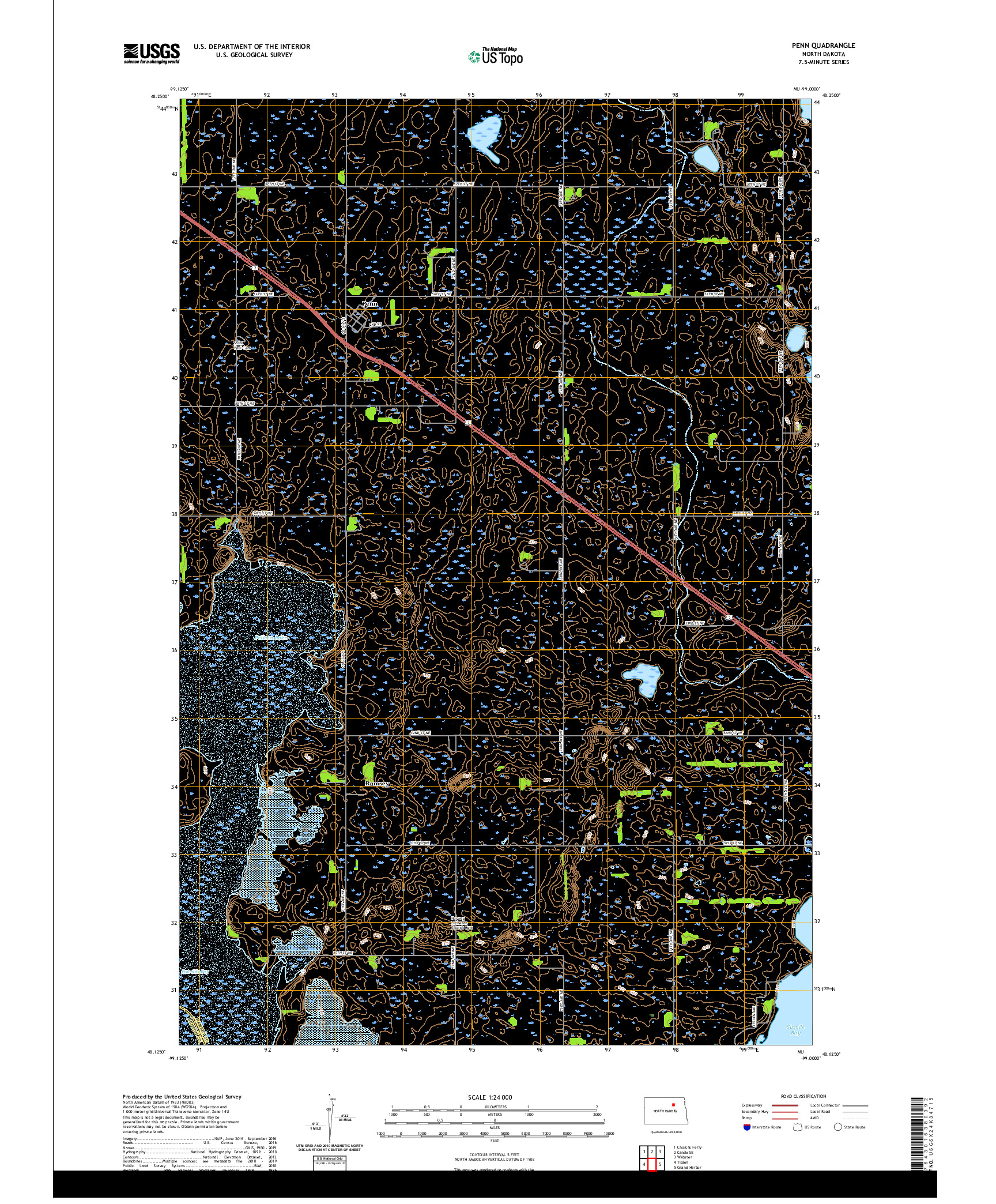 USGS US TOPO 7.5-MINUTE MAP FOR PENN, ND 2020