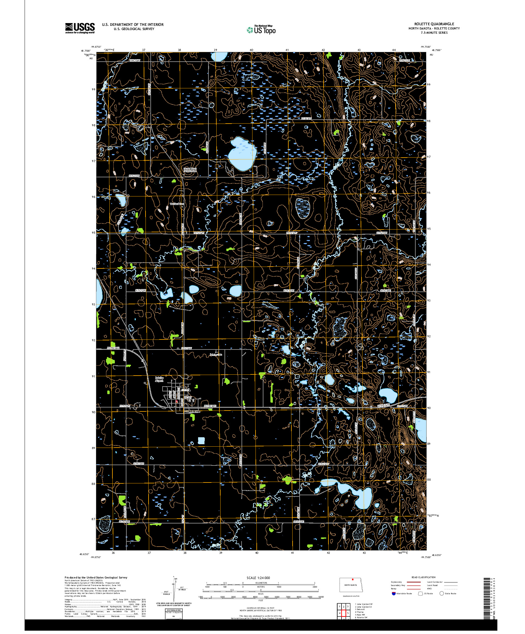 USGS US TOPO 7.5-MINUTE MAP FOR ROLETTE, ND 2020