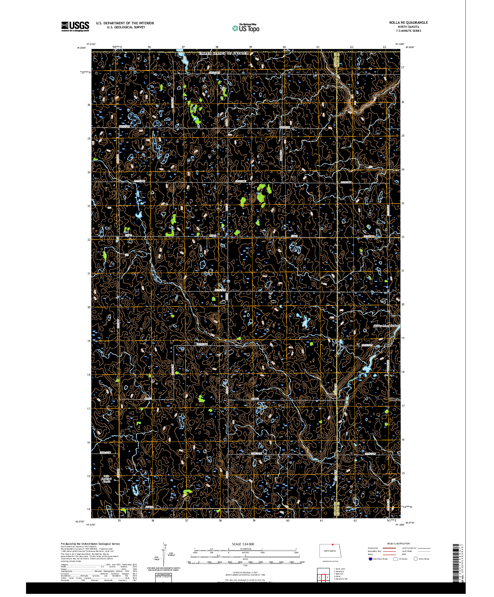 USGS US TOPO 7.5-MINUTE MAP FOR ROLLA NE, ND,MB 2020