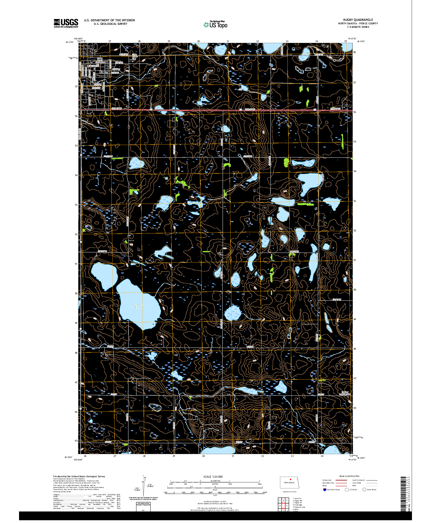 USGS US TOPO 7.5-MINUTE MAP FOR RUGBY, ND 2020