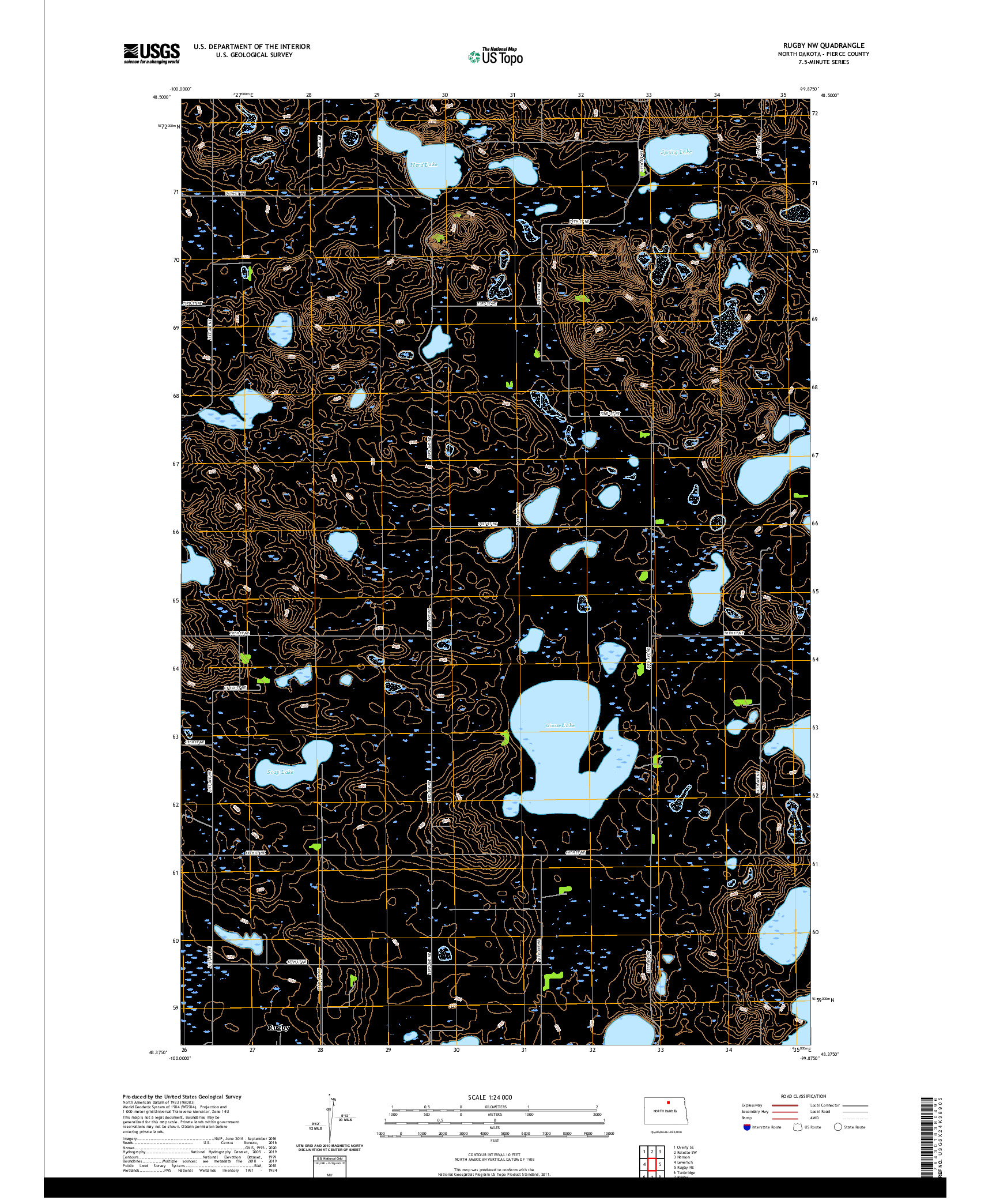 USGS US TOPO 7.5-MINUTE MAP FOR RUGBY NW, ND 2020