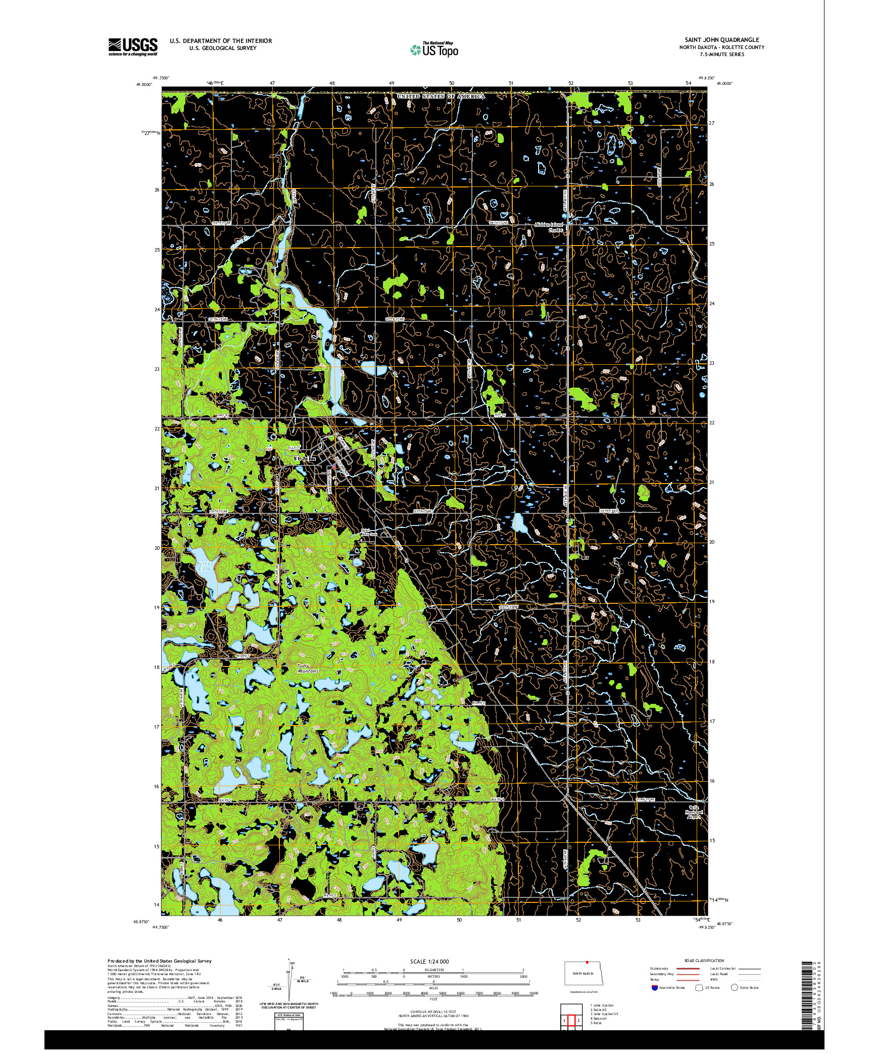 USGS US TOPO 7.5-MINUTE MAP FOR SAINT JOHN, ND,MB 2020