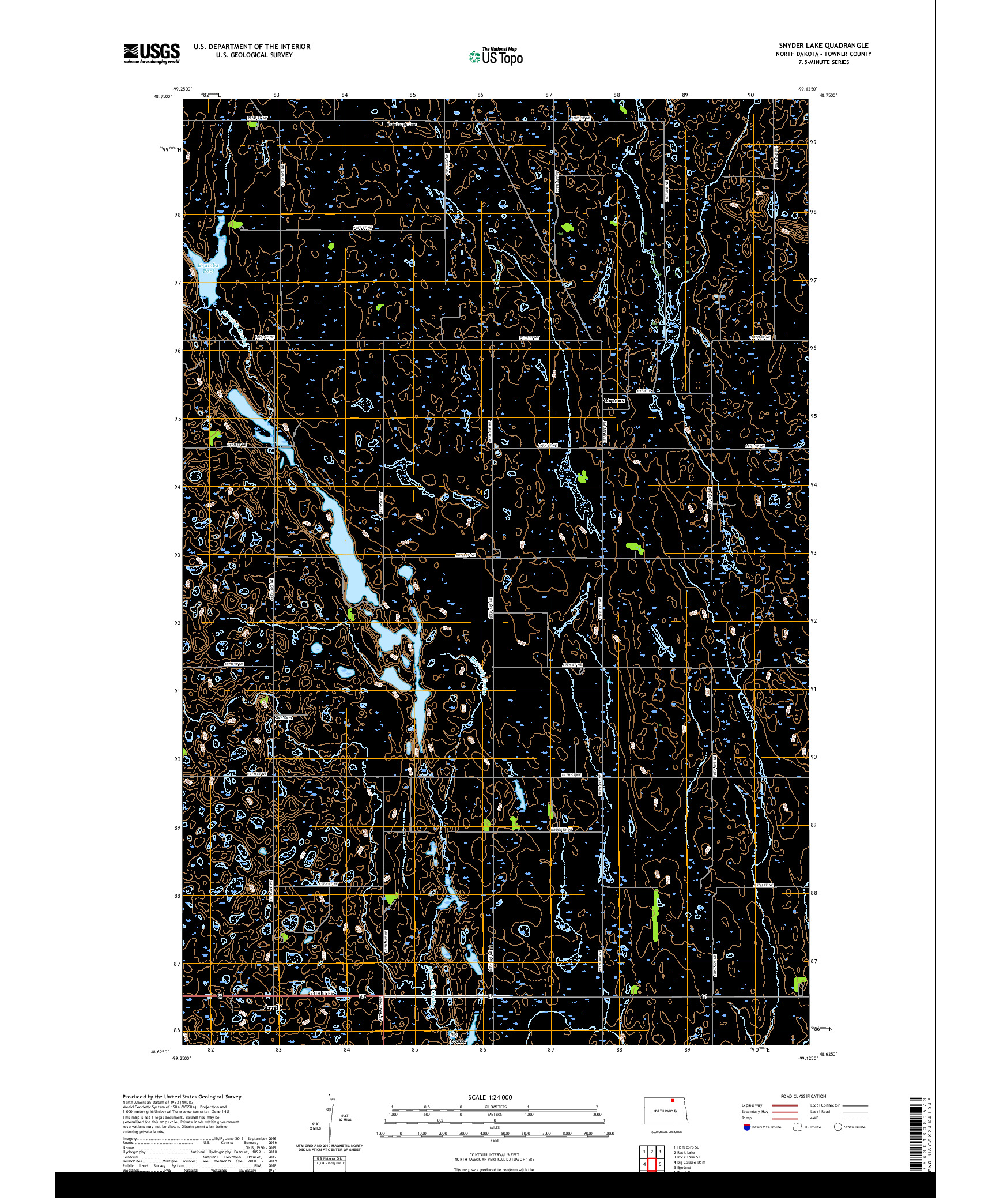 USGS US TOPO 7.5-MINUTE MAP FOR SNYDER LAKE, ND 2020