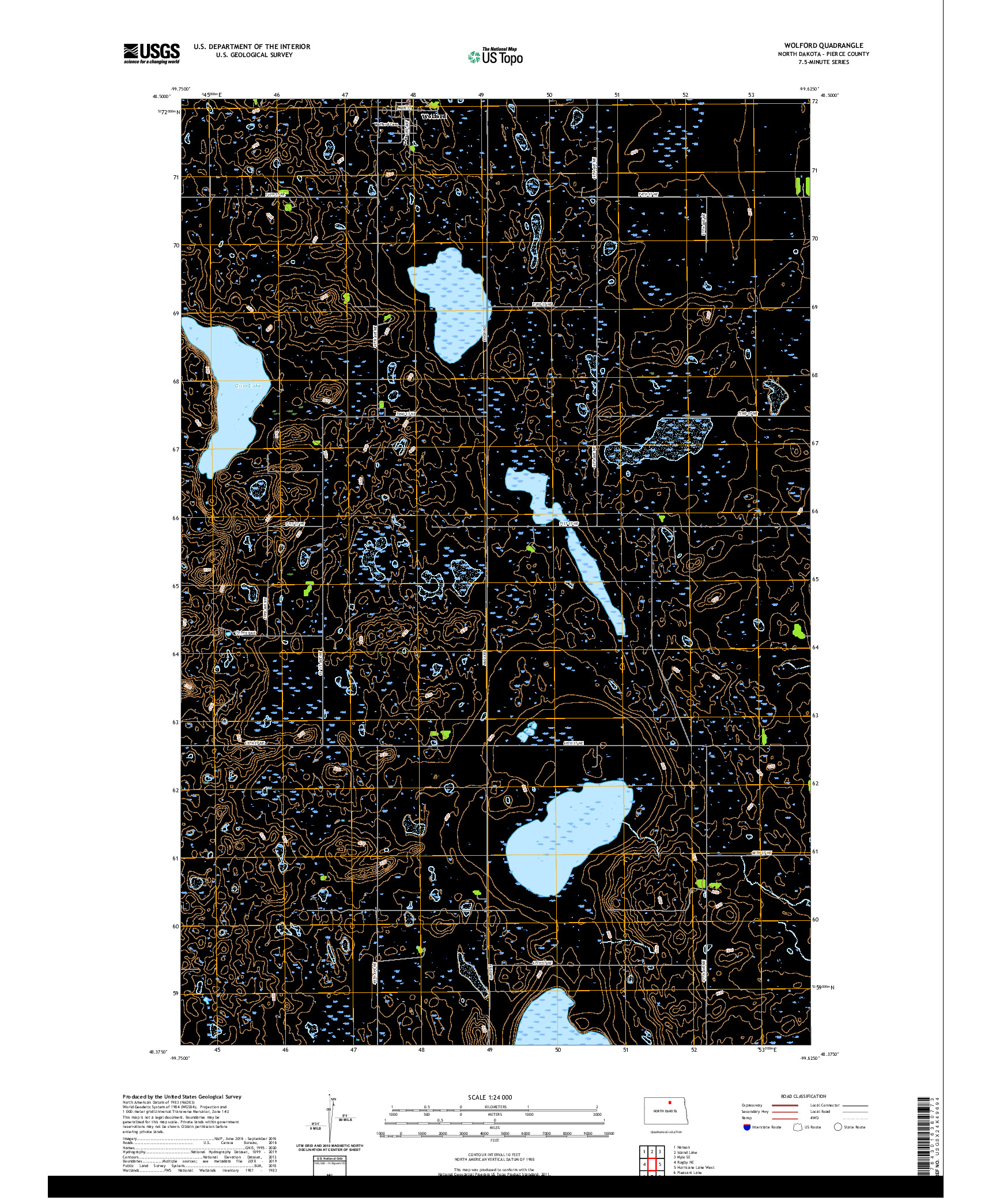 USGS US TOPO 7.5-MINUTE MAP FOR WOLFORD, ND 2020