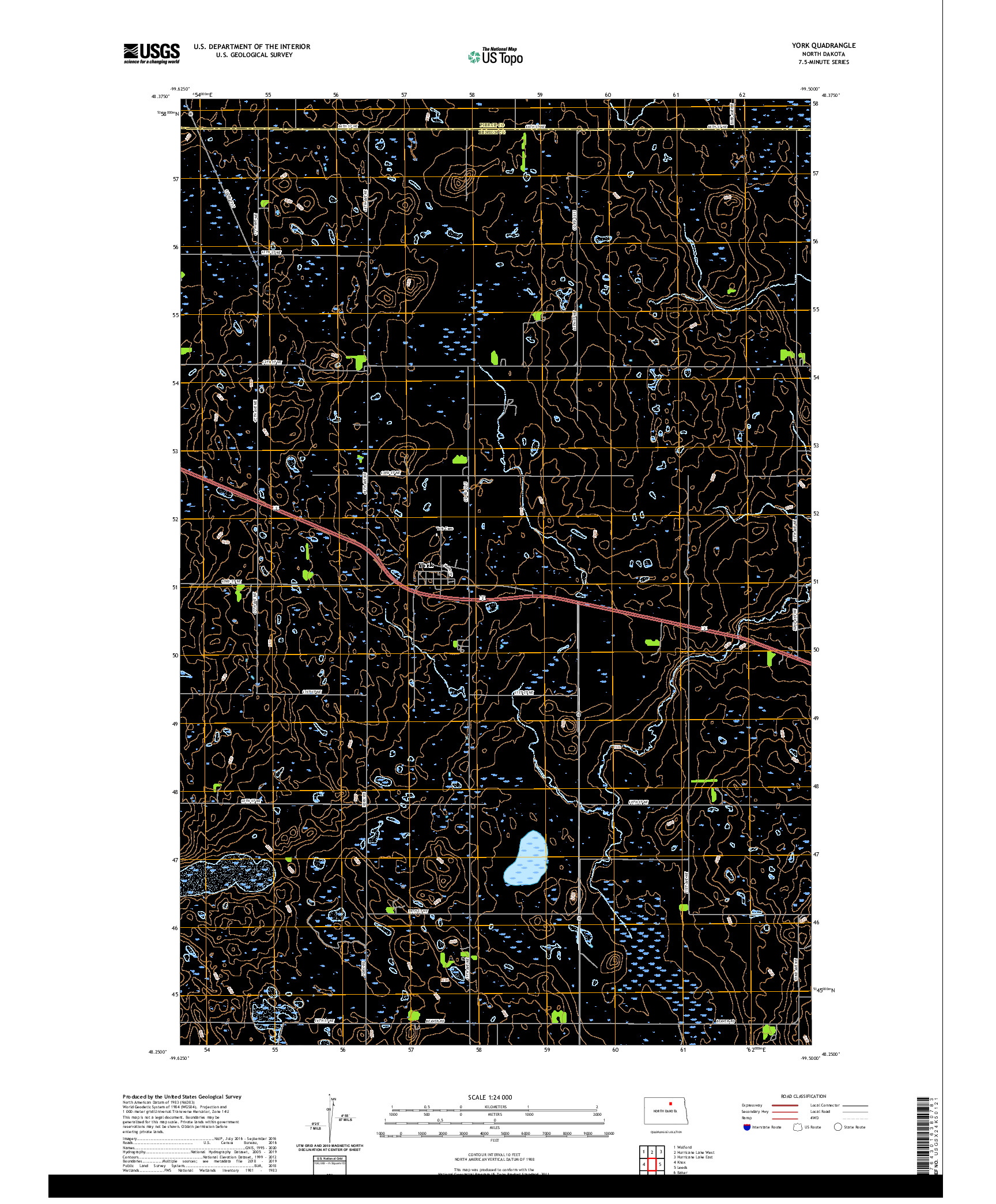 USGS US TOPO 7.5-MINUTE MAP FOR YORK, ND 2020