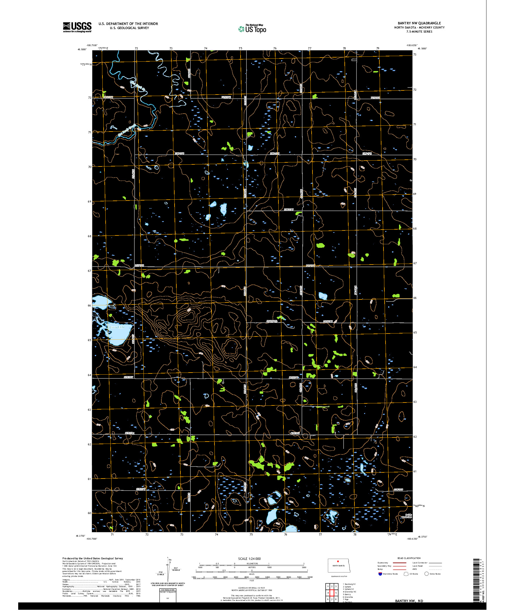 USGS US TOPO 7.5-MINUTE MAP FOR BANTRY NW, ND 2020