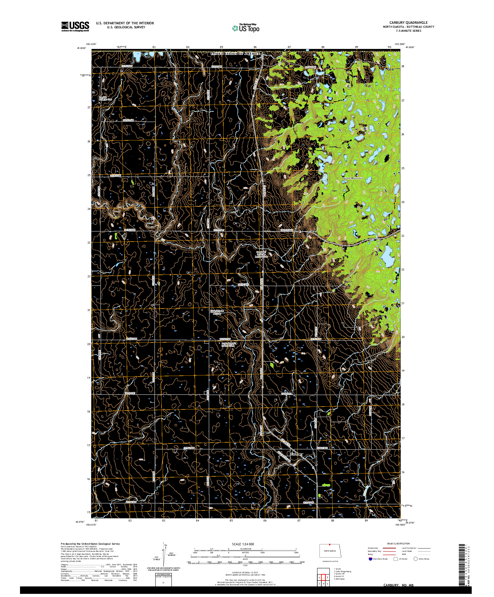 USGS US TOPO 7.5-MINUTE MAP FOR CARBURY, ND,MB 2020