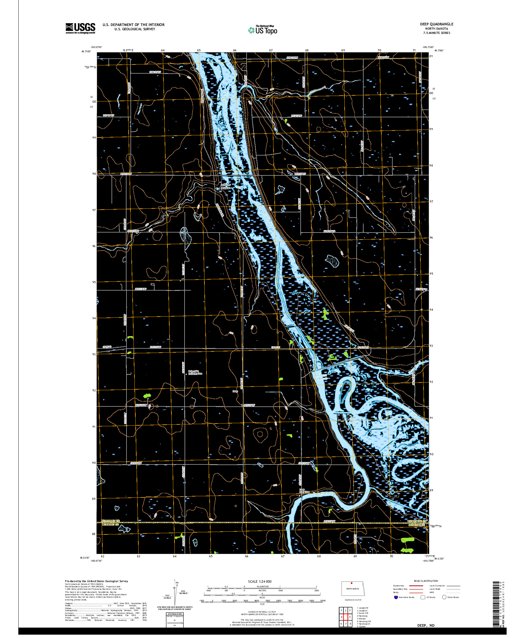 USGS US TOPO 7.5-MINUTE MAP FOR DEEP, ND 2020