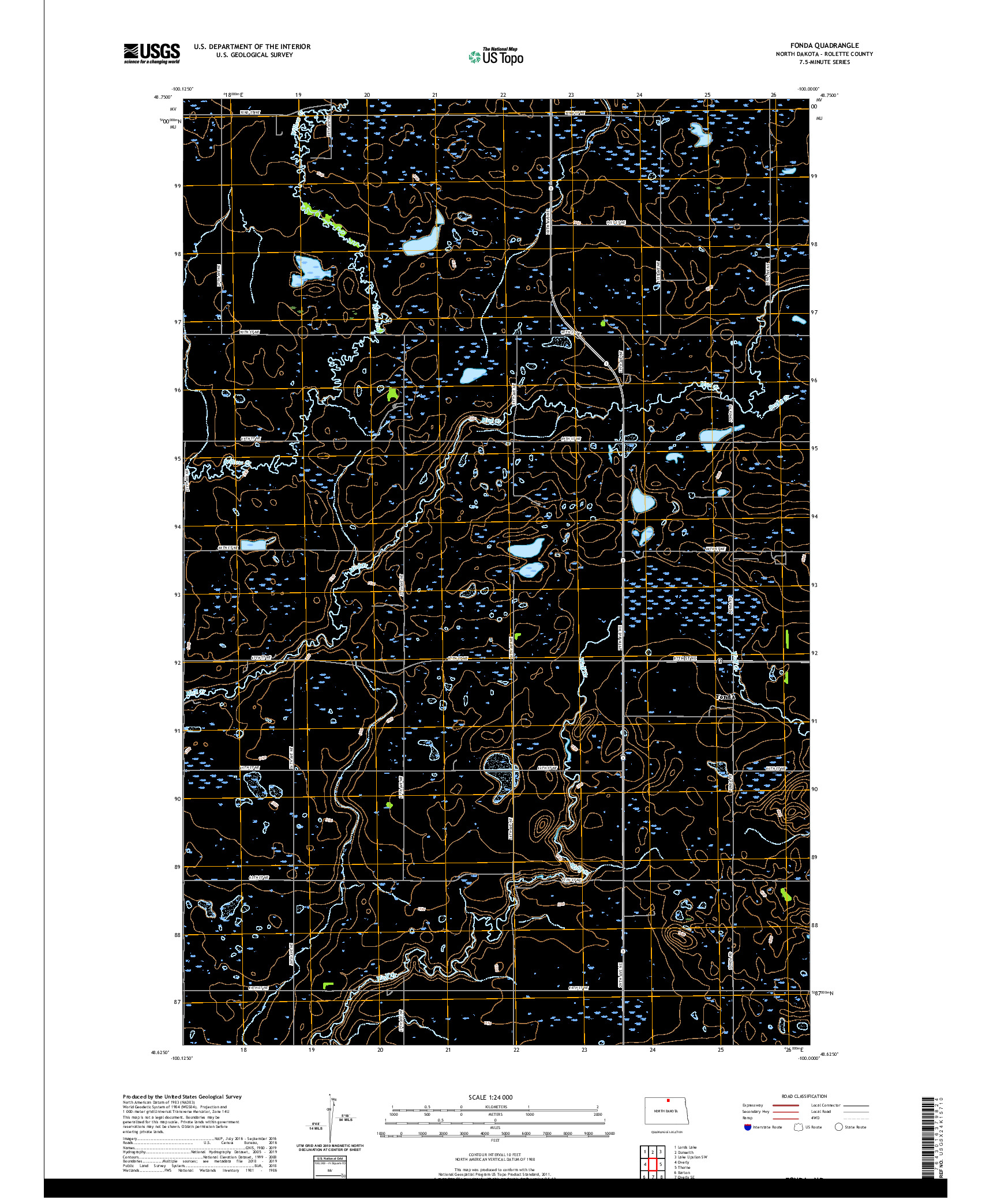 USGS US TOPO 7.5-MINUTE MAP FOR FONDA, ND 2020