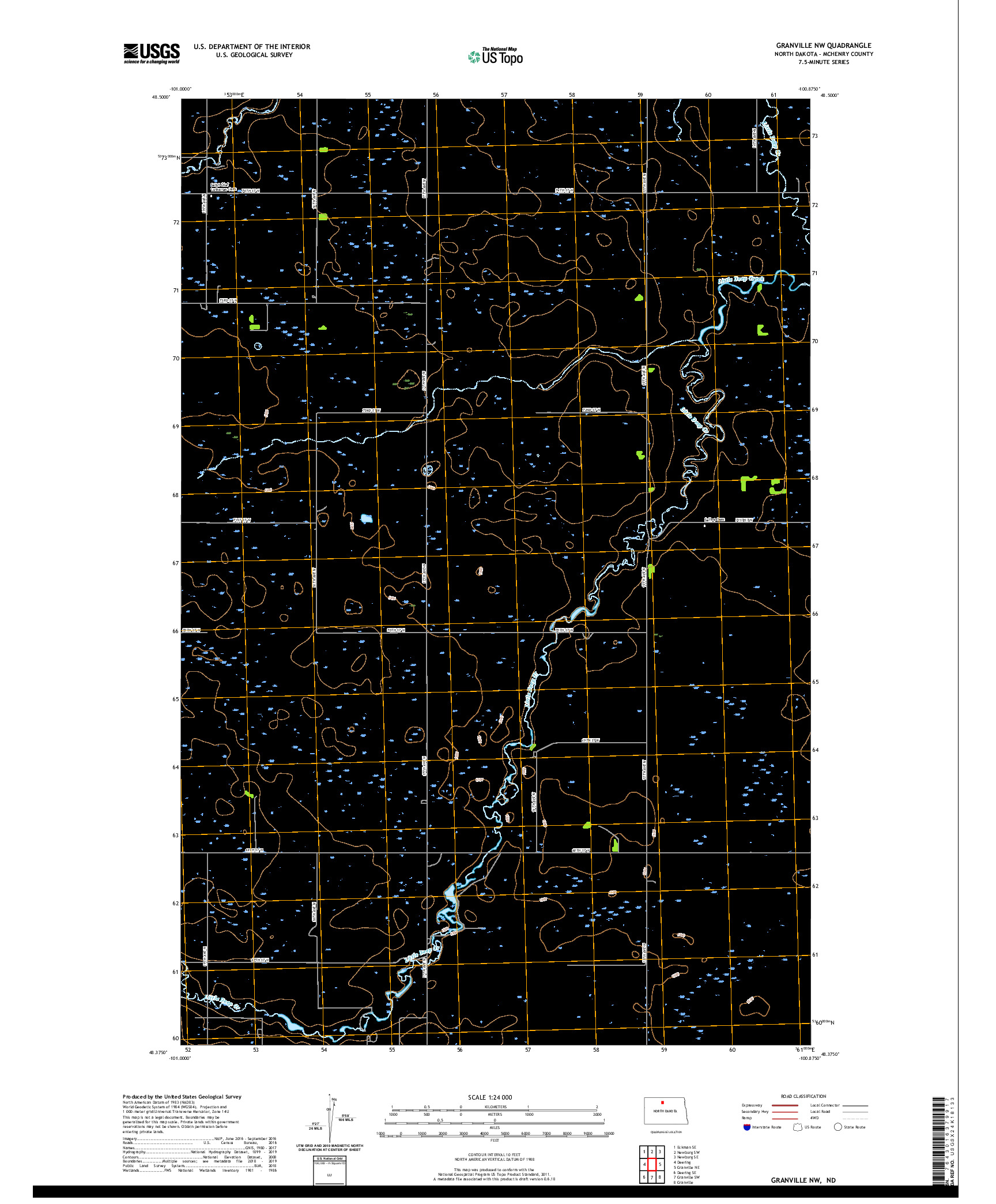USGS US TOPO 7.5-MINUTE MAP FOR GRANVILLE NW, ND 2020