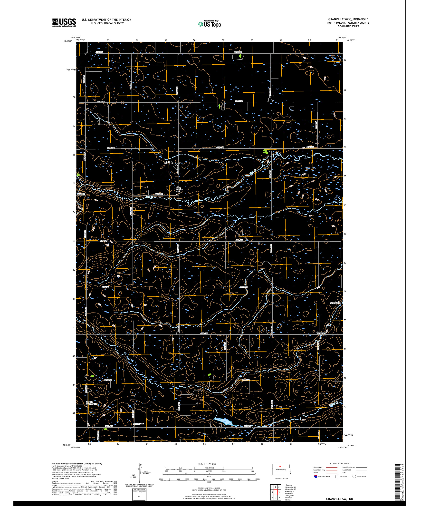 USGS US TOPO 7.5-MINUTE MAP FOR GRANVILLE SW, ND 2020