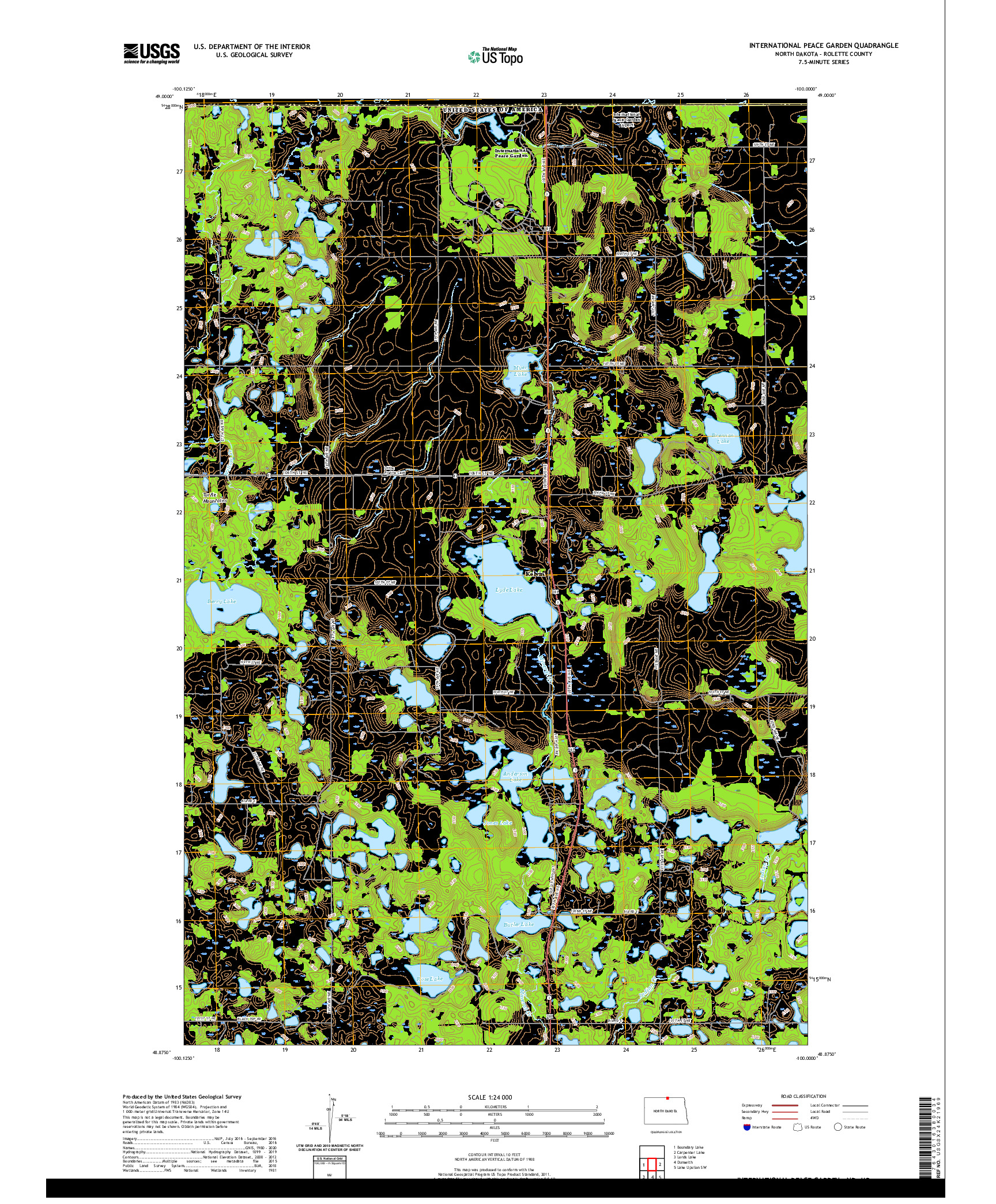 USGS US TOPO 7.5-MINUTE MAP FOR INTERNATIONAL PEACE GARDEN, ND,MB 2020