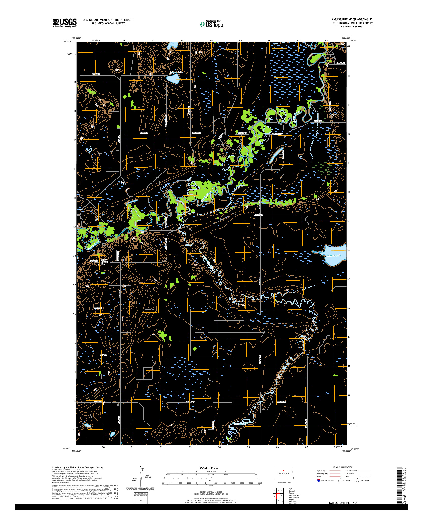 USGS US TOPO 7.5-MINUTE MAP FOR KARLSRUHE NE, ND 2020