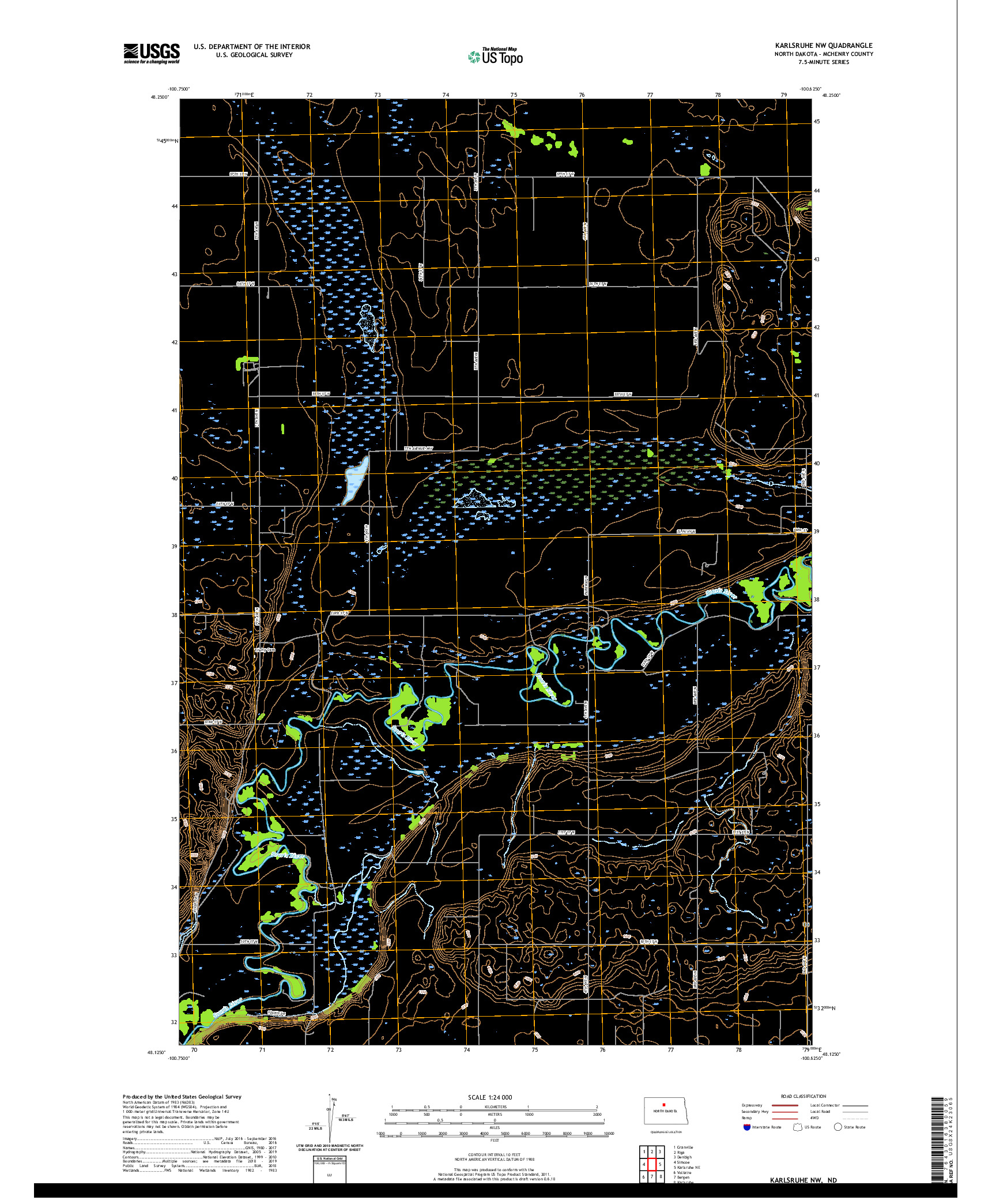 USGS US TOPO 7.5-MINUTE MAP FOR KARLSRUHE NW, ND 2020