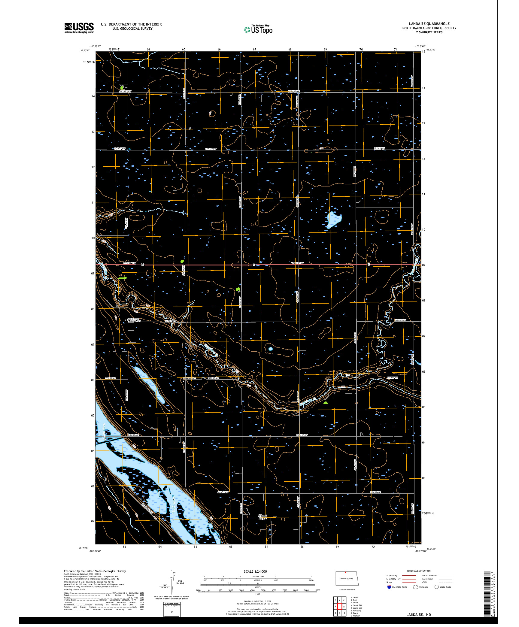 USGS US TOPO 7.5-MINUTE MAP FOR LANDA SE, ND 2020