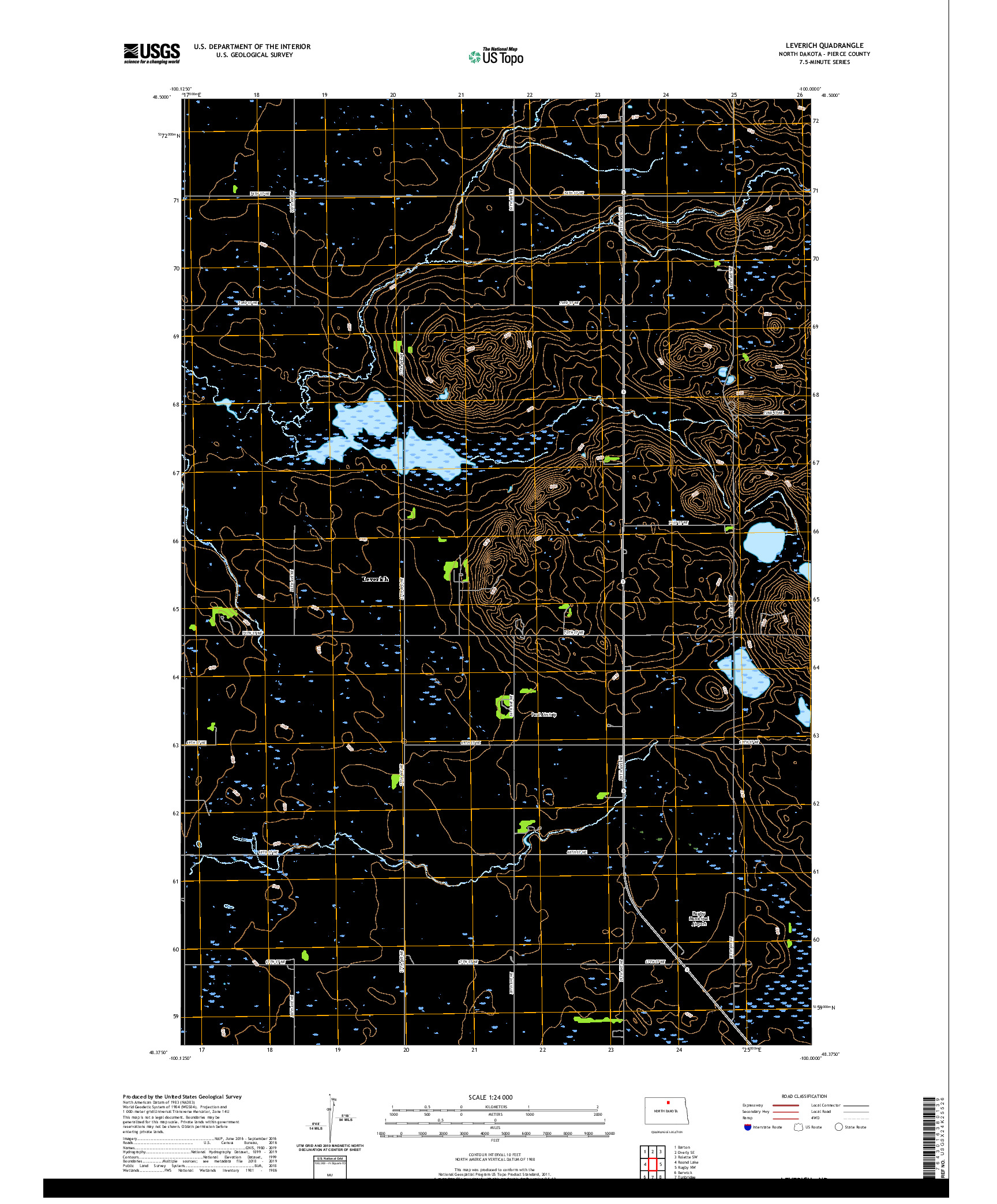 USGS US TOPO 7.5-MINUTE MAP FOR LEVERICH, ND 2020