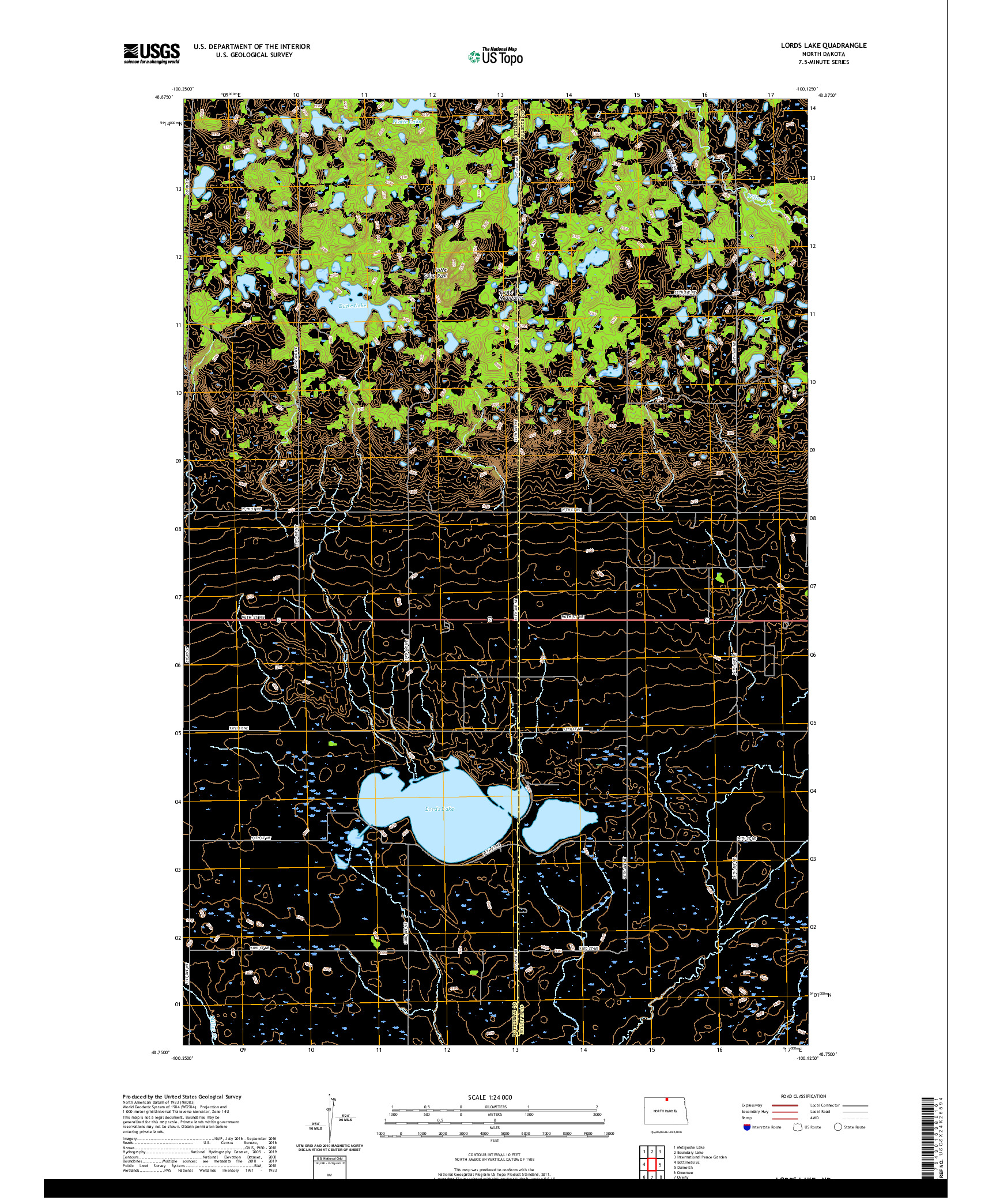 USGS US TOPO 7.5-MINUTE MAP FOR LORDS LAKE, ND 2020