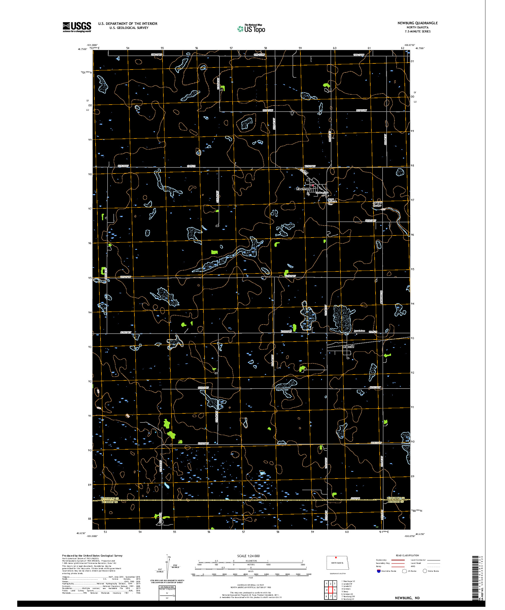 USGS US TOPO 7.5-MINUTE MAP FOR NEWBURG, ND 2020