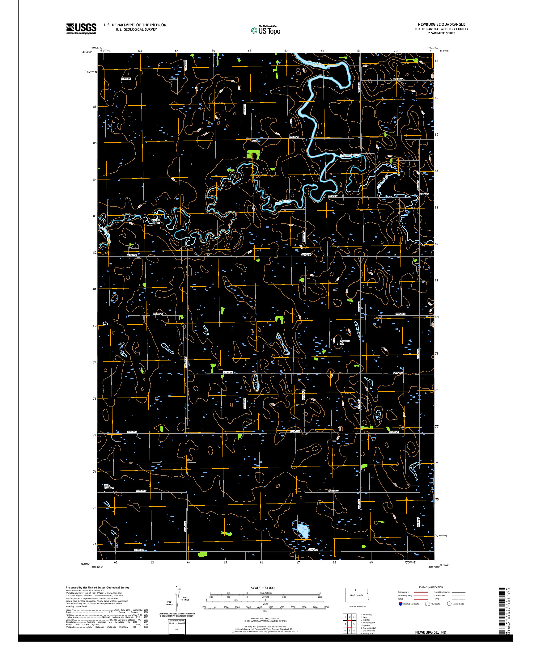 USGS US TOPO 7.5-MINUTE MAP FOR NEWBURG SE, ND 2020