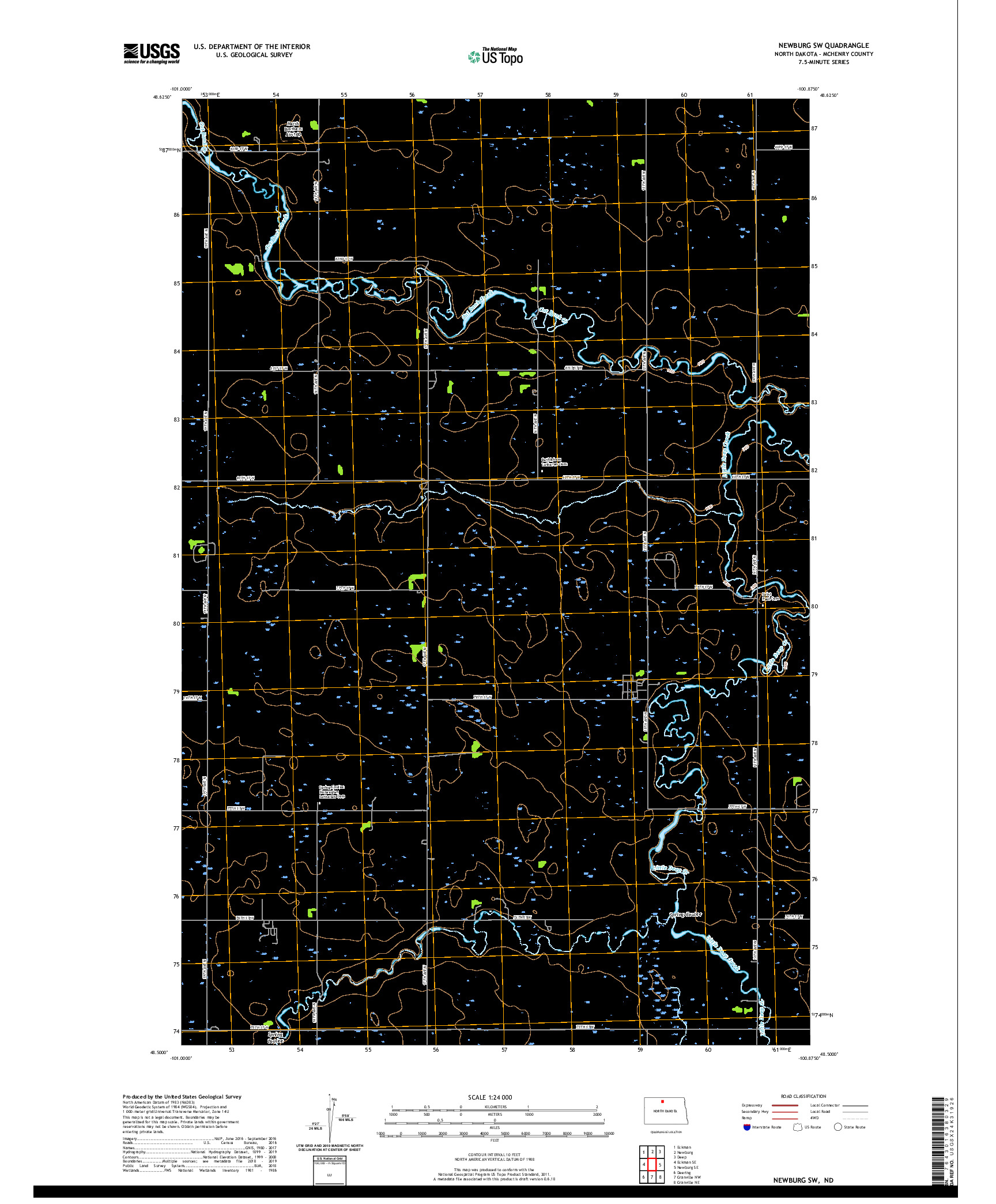 USGS US TOPO 7.5-MINUTE MAP FOR NEWBURG SW, ND 2020