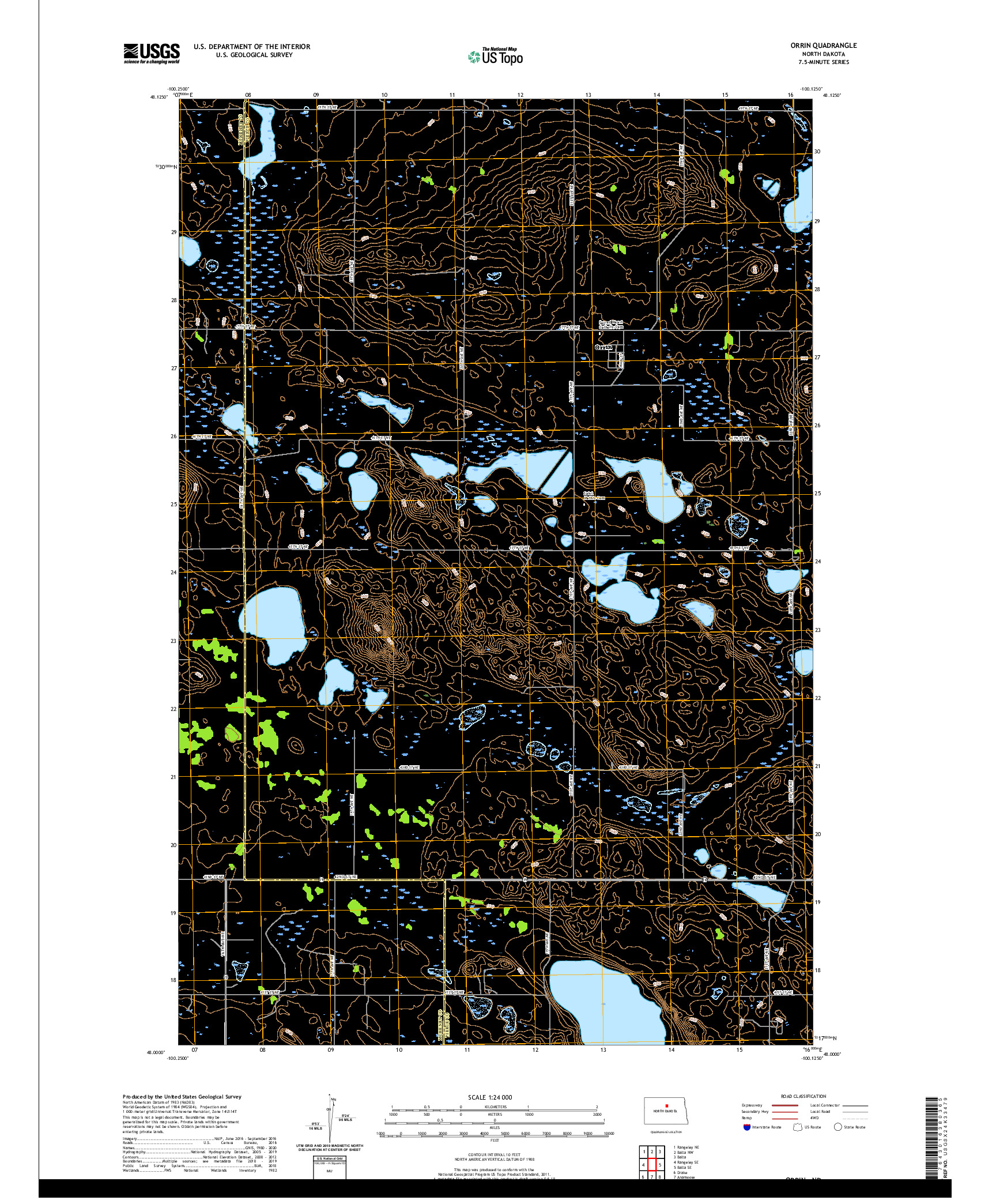 USGS US TOPO 7.5-MINUTE MAP FOR ORRIN, ND 2020