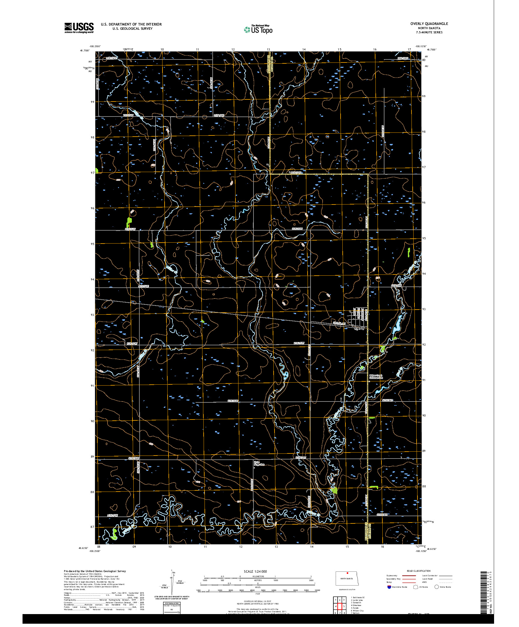 USGS US TOPO 7.5-MINUTE MAP FOR OVERLY, ND 2020