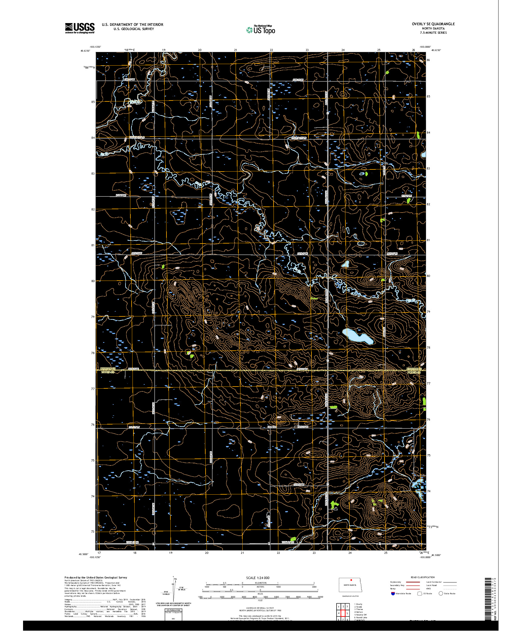 USGS US TOPO 7.5-MINUTE MAP FOR OVERLY SE, ND 2020