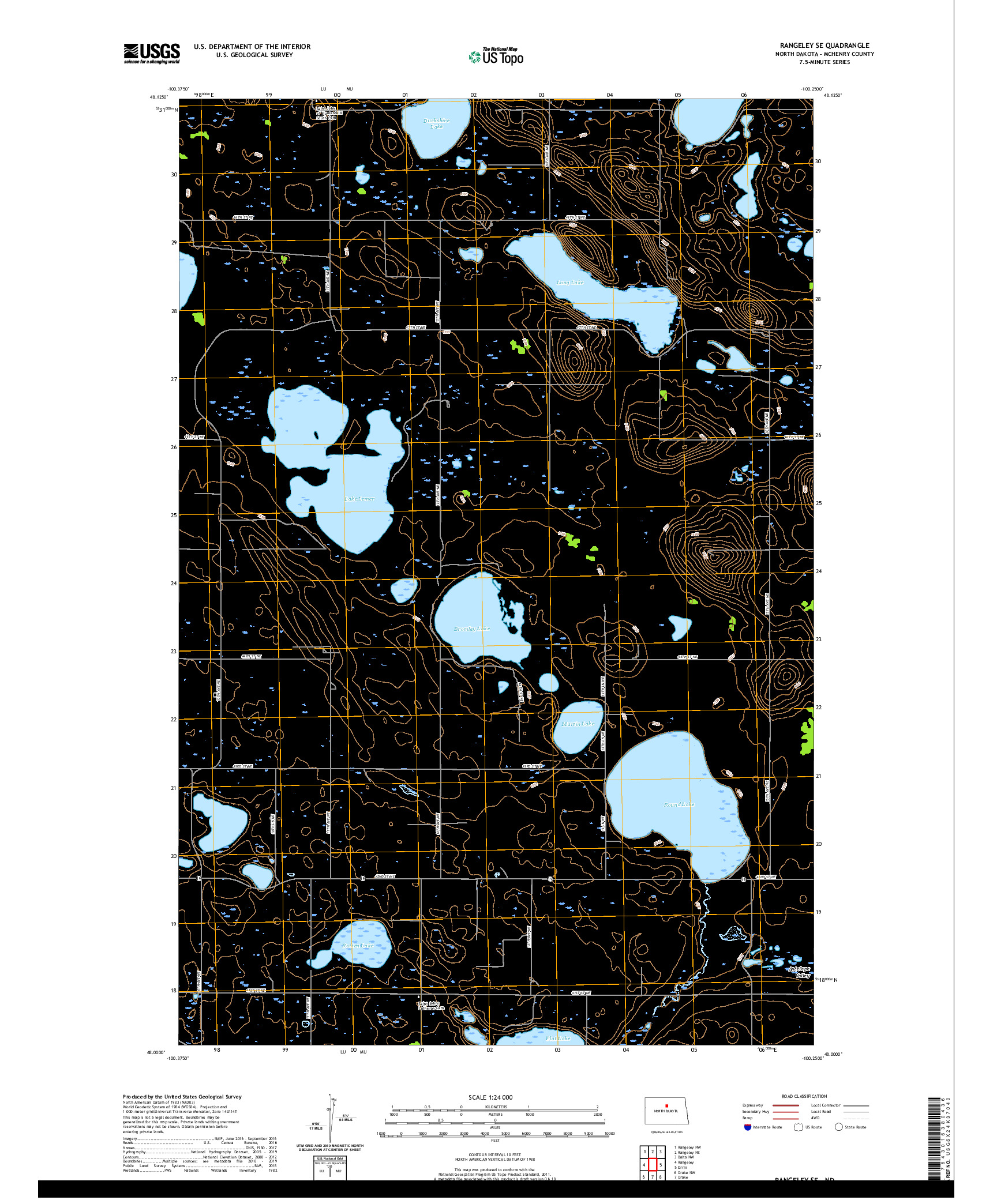 USGS US TOPO 7.5-MINUTE MAP FOR RANGELEY SE, ND 2020