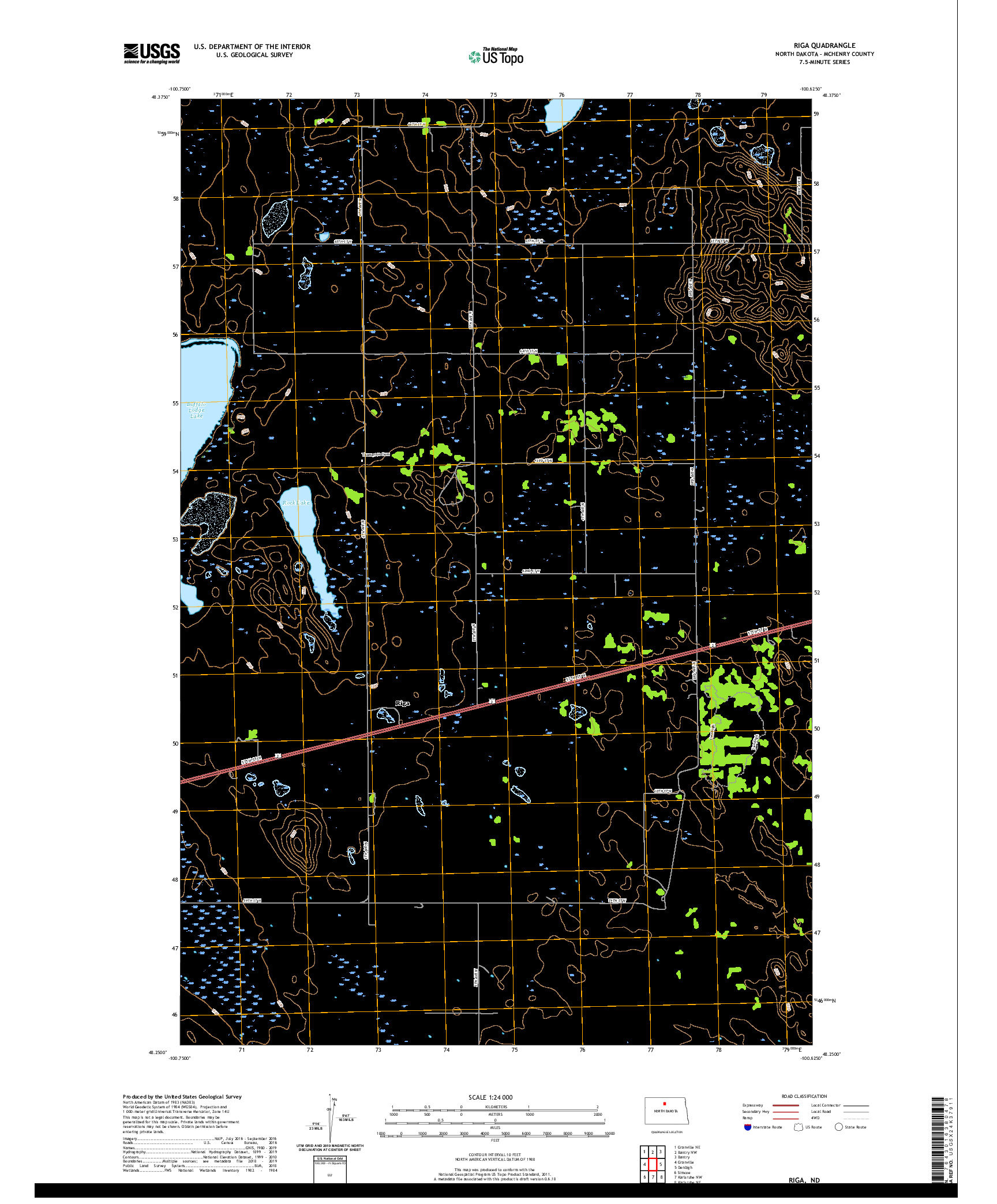 USGS US TOPO 7.5-MINUTE MAP FOR RIGA, ND 2020