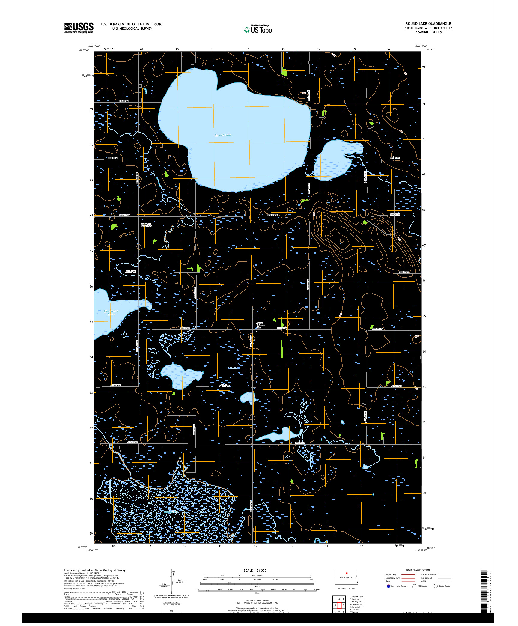 USGS US TOPO 7.5-MINUTE MAP FOR ROUND LAKE, ND 2020